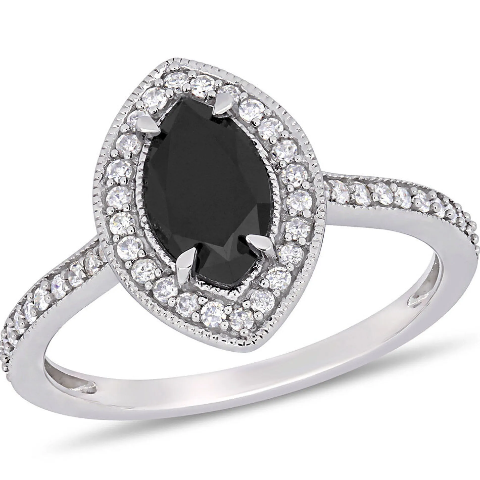1 1/4 Ct. Tw. Black & White Diamond Ring In 10K White Gold