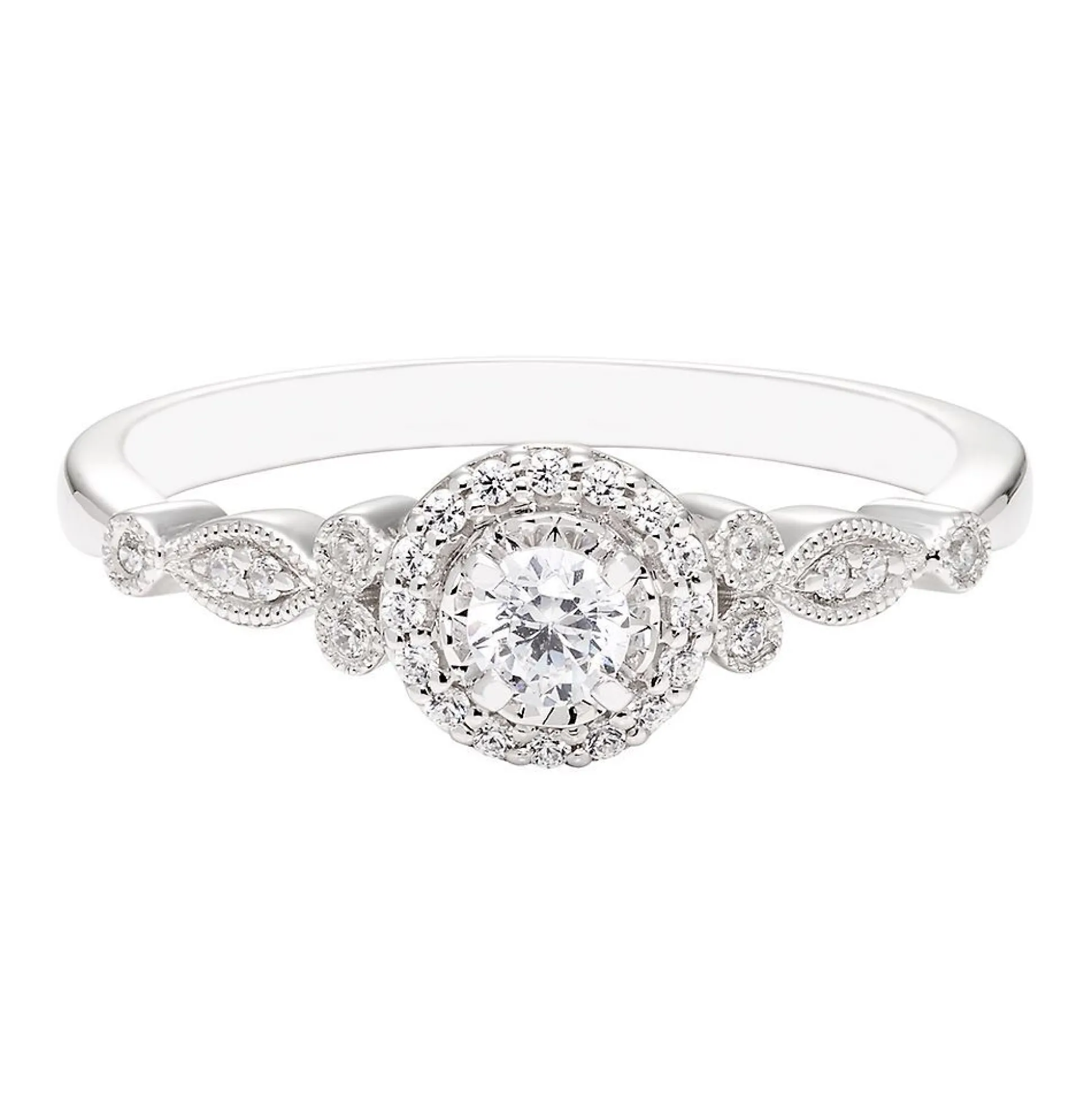 1/7 Ct. Tw. Diamond Halo Promise Ring In 10K White Gold