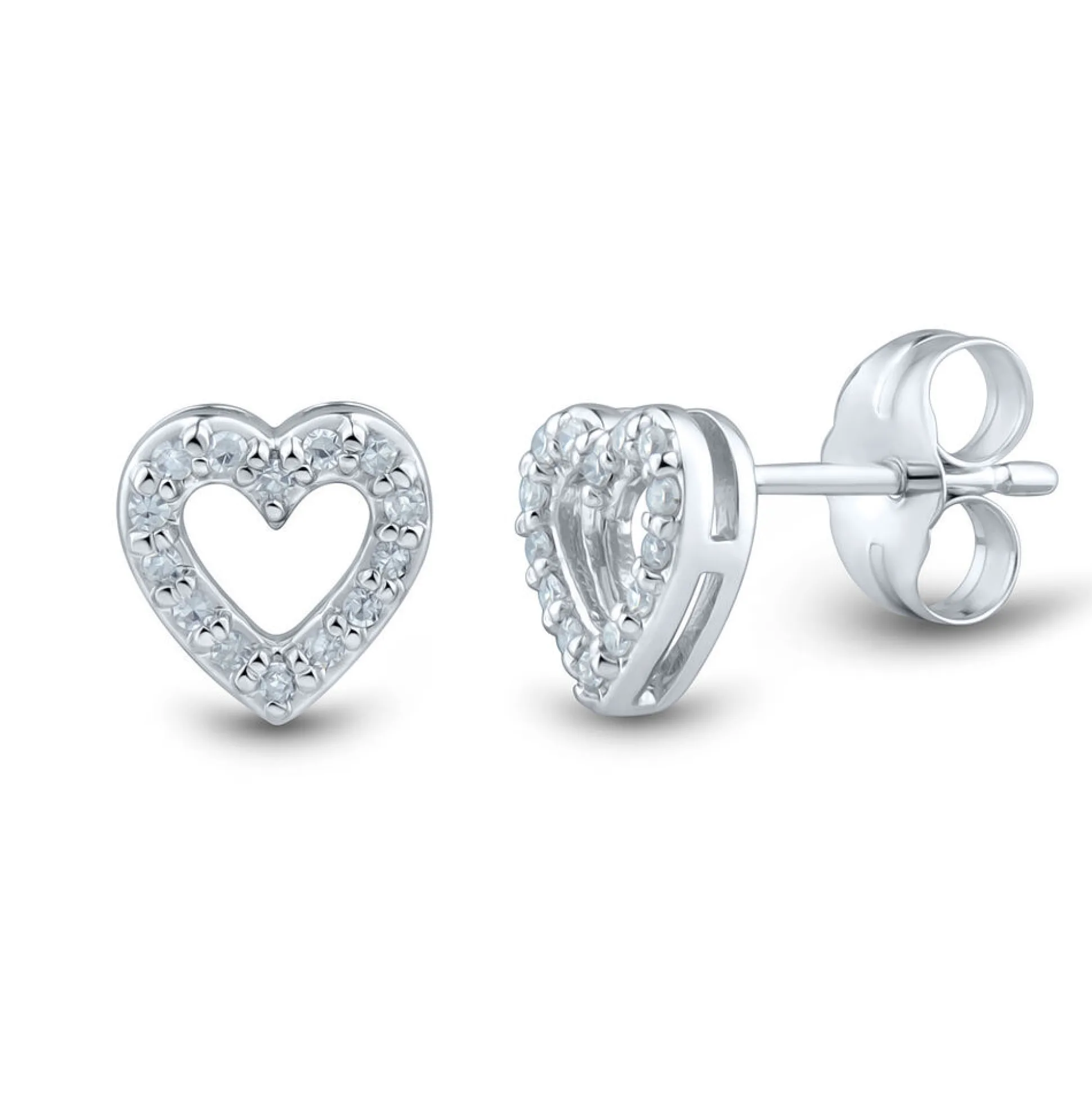 1/10 Ct. Tw. Diamond Heart Stud Earrings In 10K White Gold