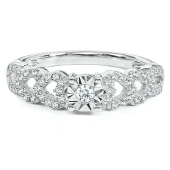 1/7 Ct. Tw. Diamond Hearts Promise Ring In Sterling Silver