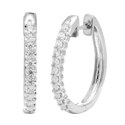 1/2 Ct. Tw. Diamond Hoop Earrings In 10K White Gold