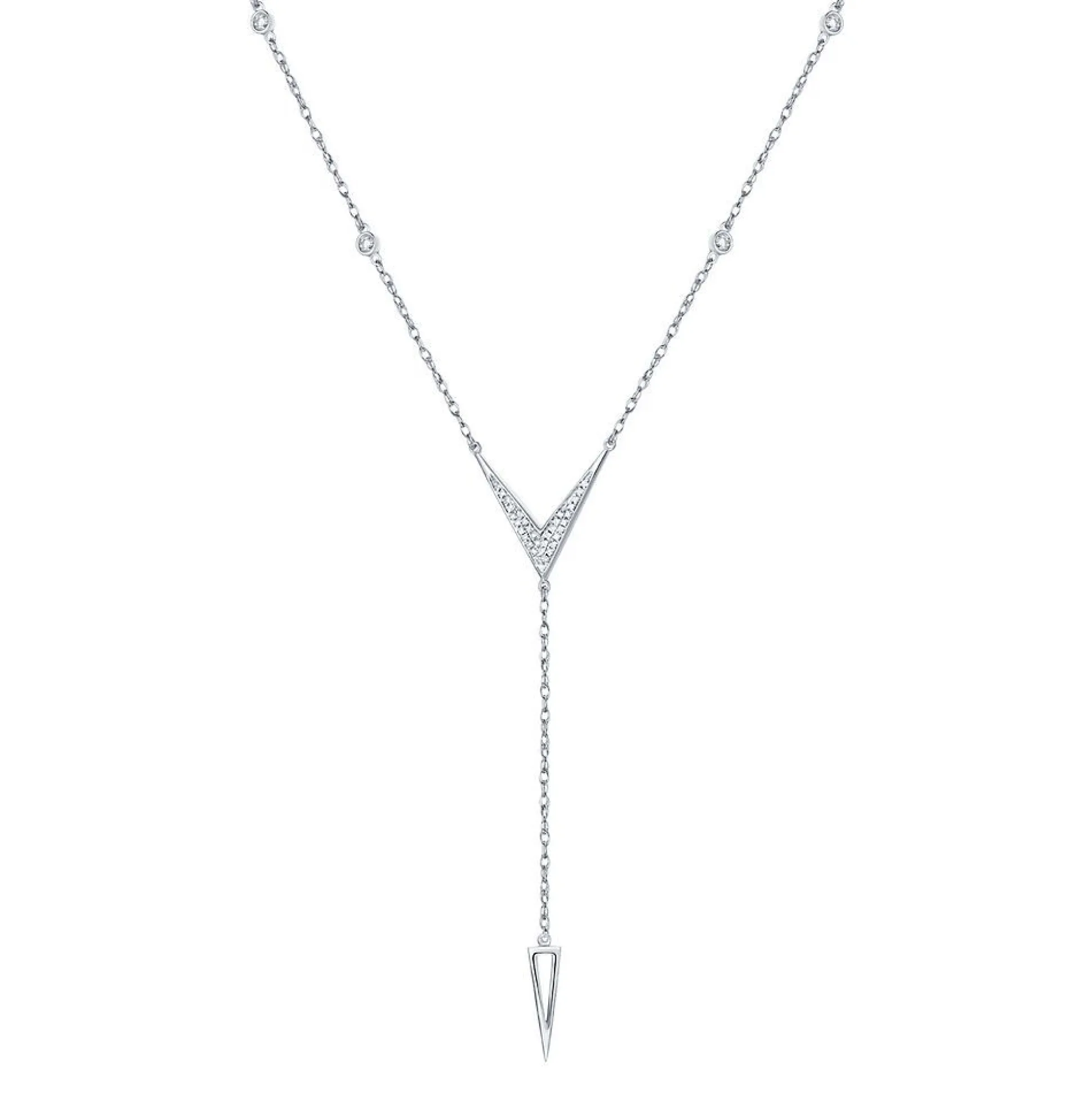1/10 Ct. Tw. Diamond Lariat Necklace In 10K White Gold