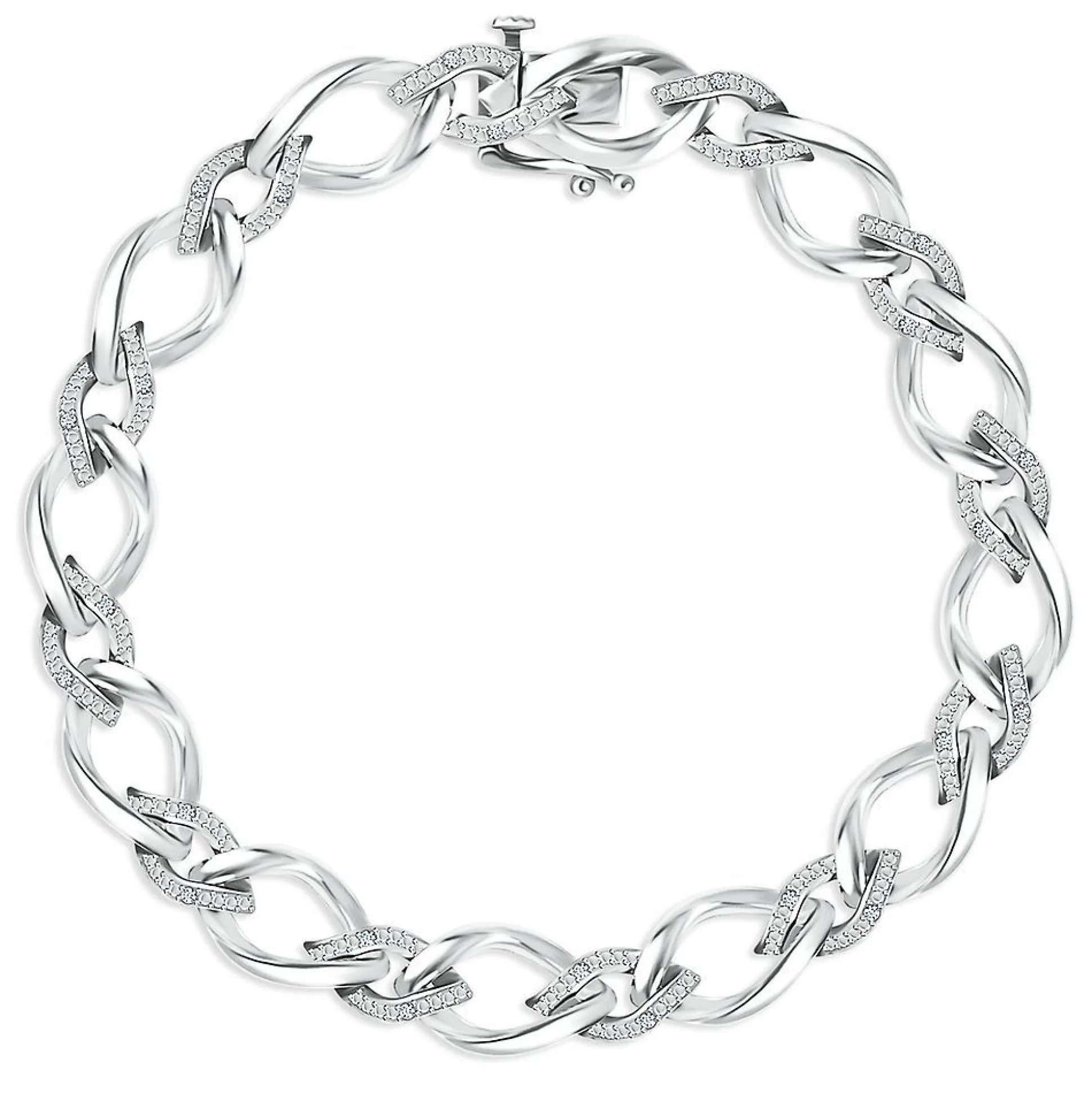1/10 Ct. Tw. Diamond Link Bracelet In Sterling Silver