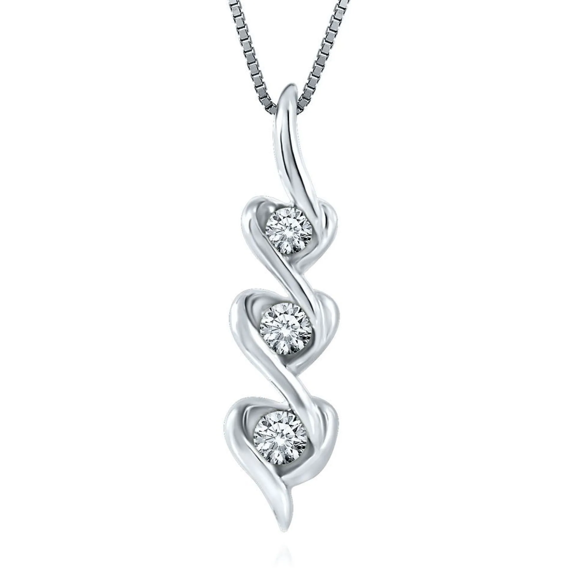 1/5 Ct. Tw. Diamond Triple-Heart Pendant In 10K White Gold