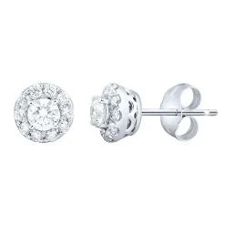 1/2 Ct. Tw. Lab Grown Diamond Halo Earrings In 14K Gold