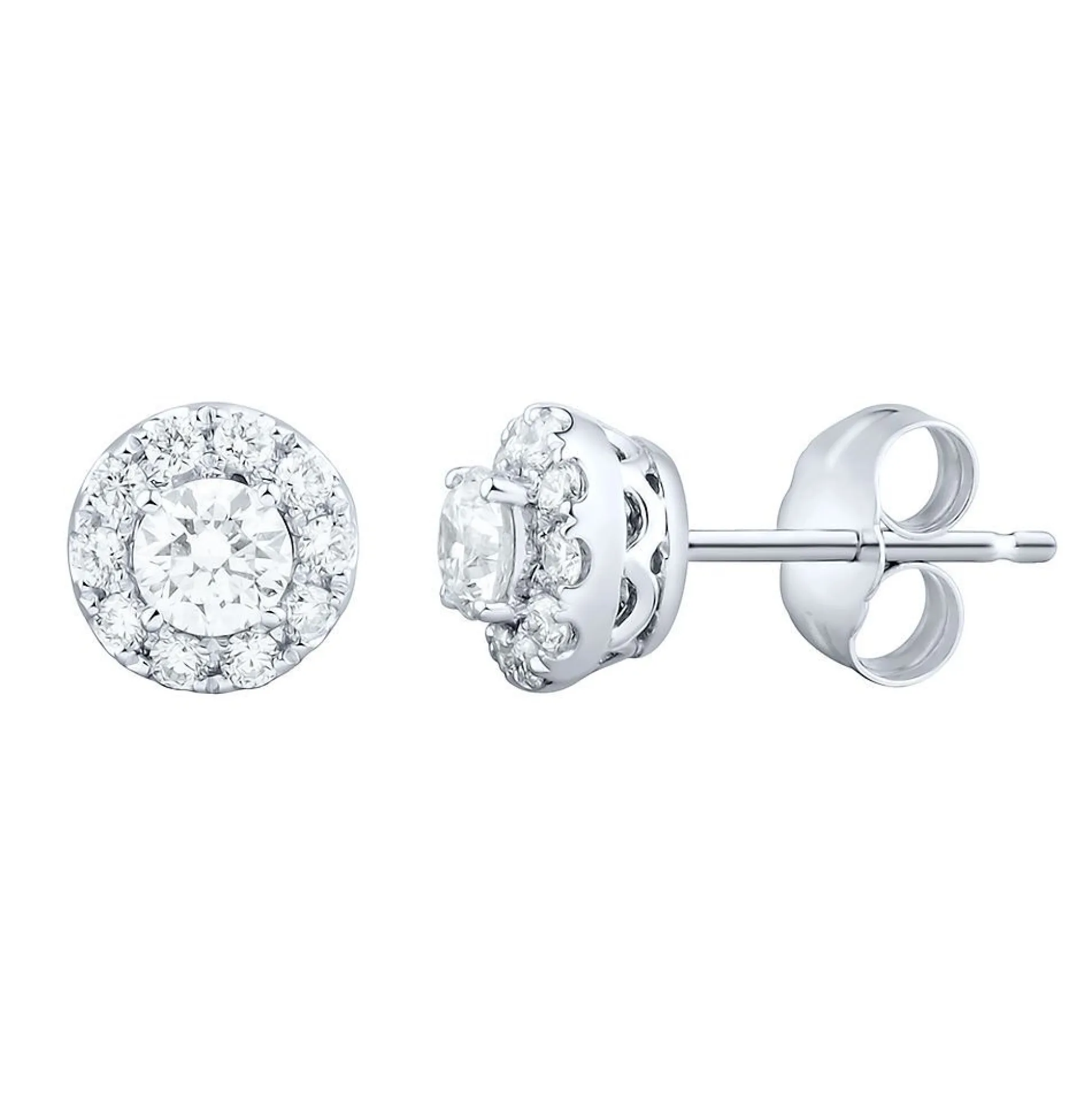 1/2 Ct. Tw. Lab Grown Diamond Halo Earrings In 14K Gold