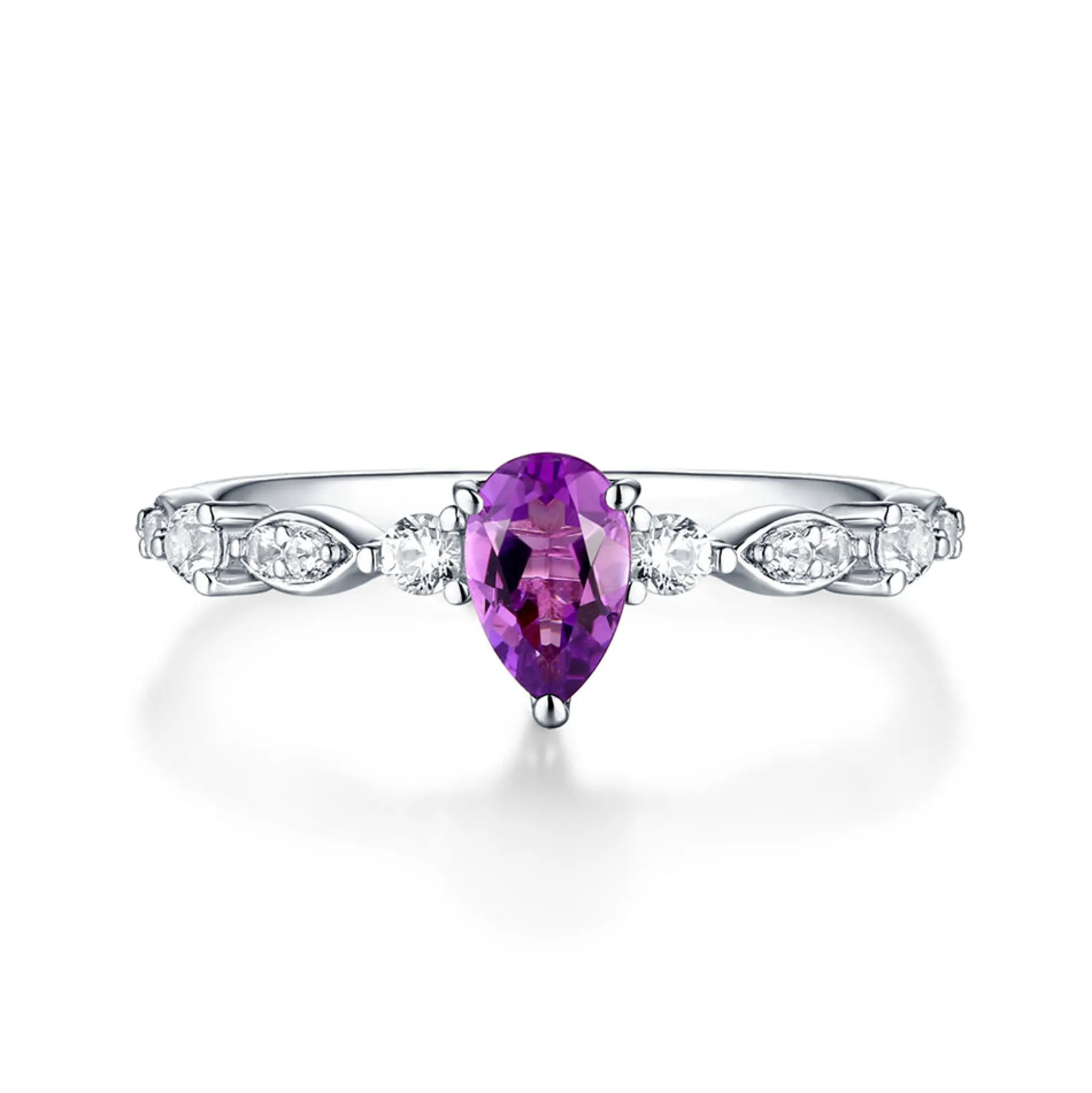 Amethyst & Lab Created White Sapphire Ring In Sterling Silver