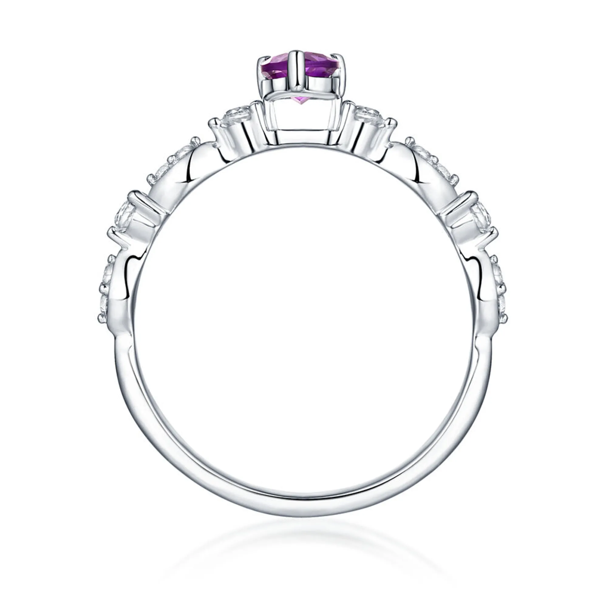 Amethyst & Lab Created White Sapphire Ring In Sterling Silver