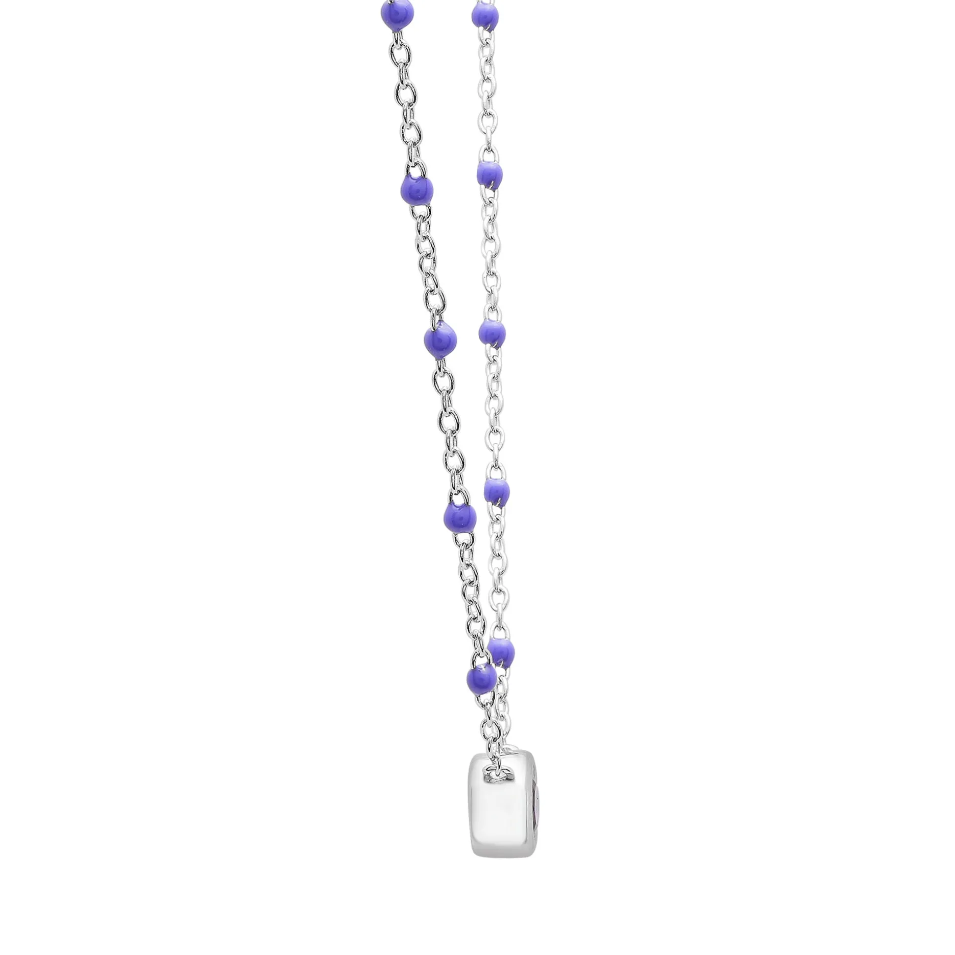 Amethyst And Beaded Enamel Necklace In Sterling Silver