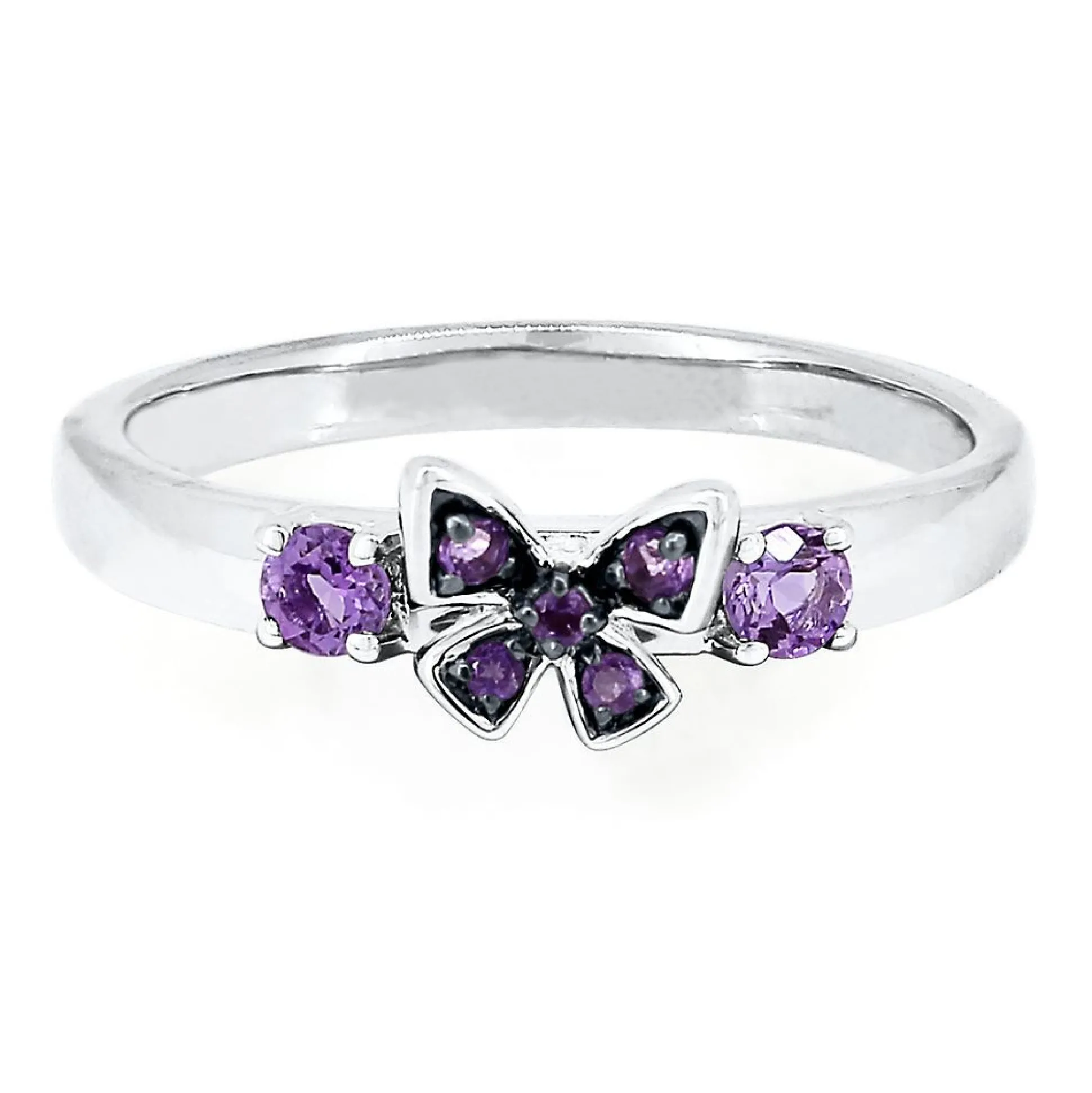 Amethyst Butterfly Stack Ring In Sterling Silver