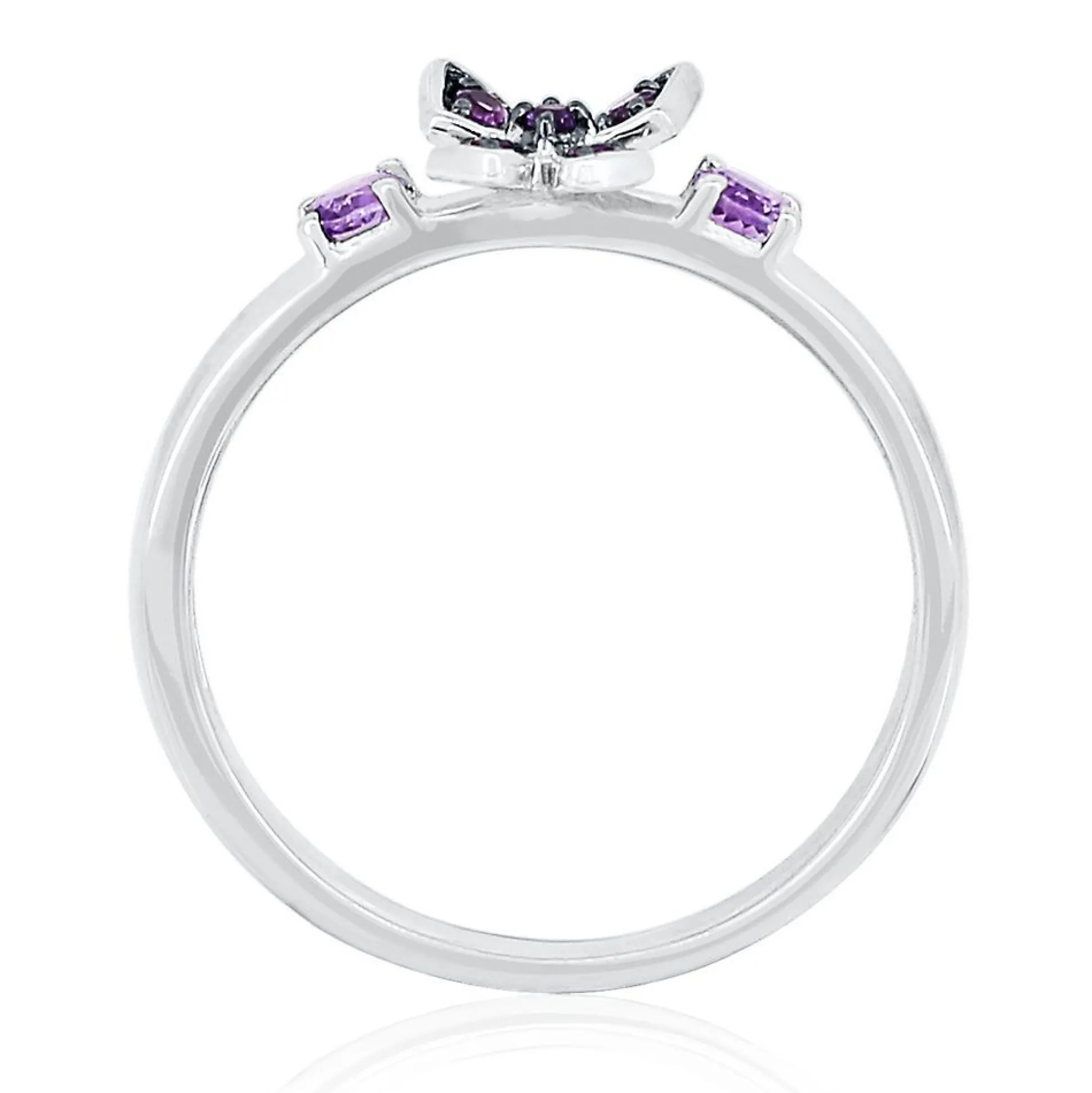 Amethyst Butterfly Stack Ring In Sterling Silver