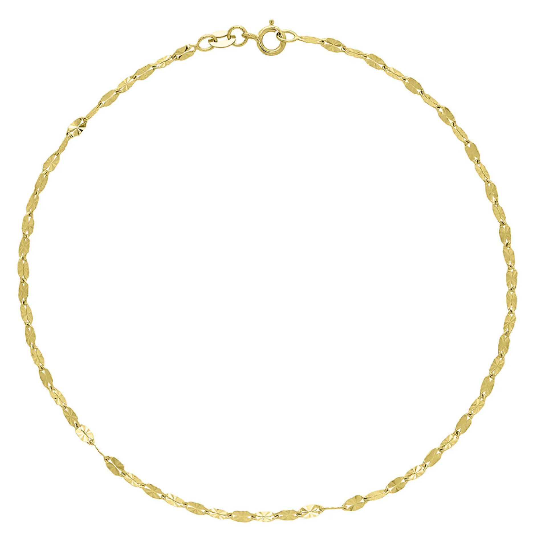 Anklet With Mirror Links In 14K Yellow Gold
