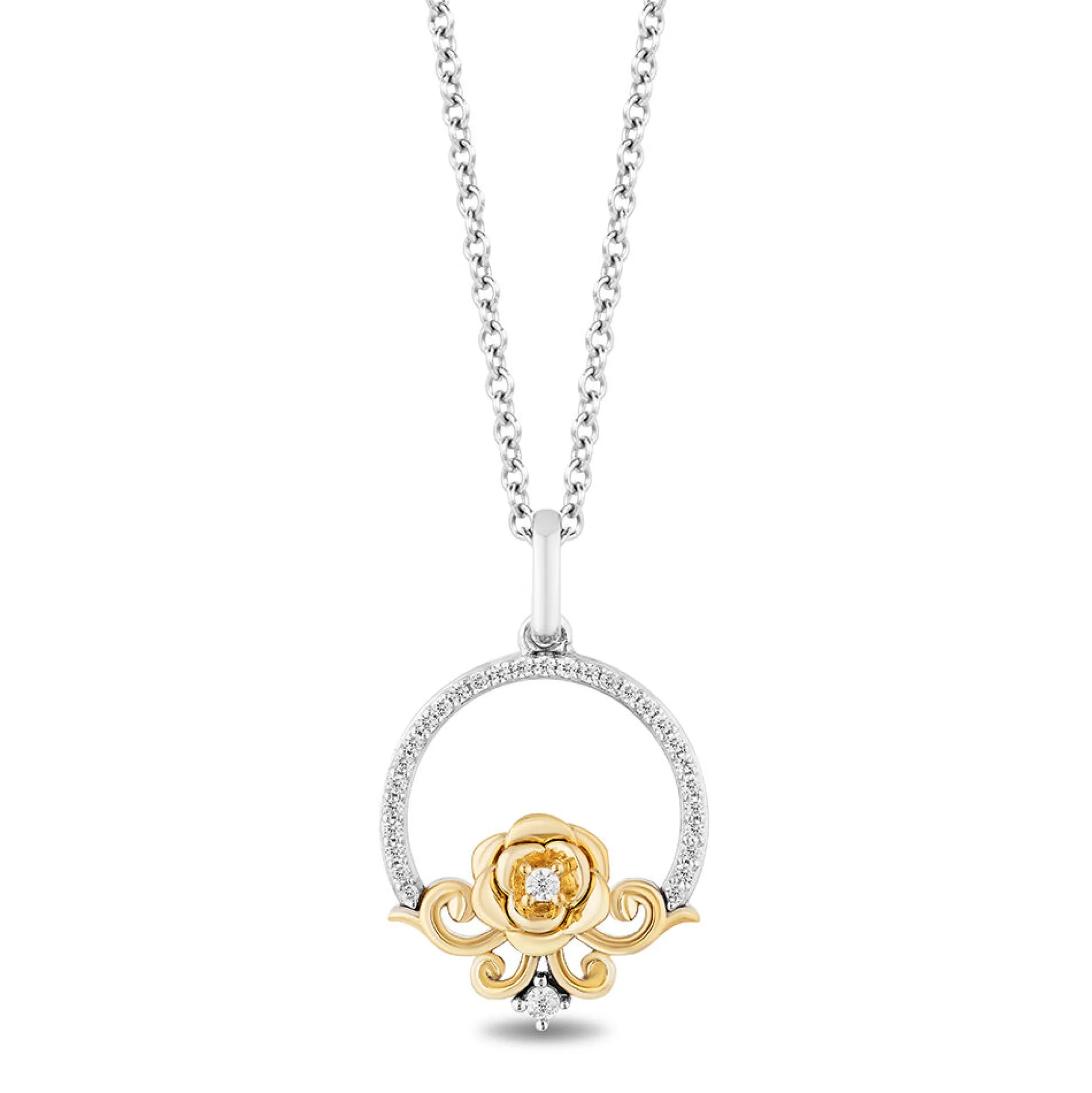 Belle 30Th-Anniversary Diamond Circle Pendant In Sterling Silver & 10K Yellow Gold (1/7 Ct. Tw.)