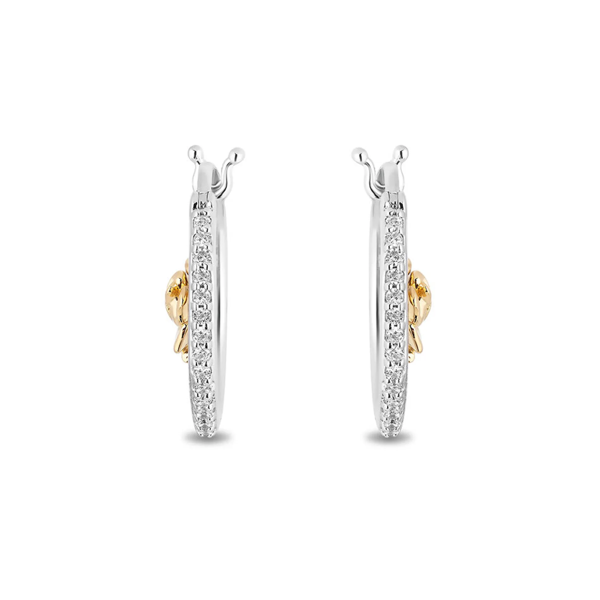 Belle 30Th-Anniversary Rose Hoop Earrings With Diamonds In Sterling Silver & 10K Yellow Gold (1/7 Ct. Tw.)