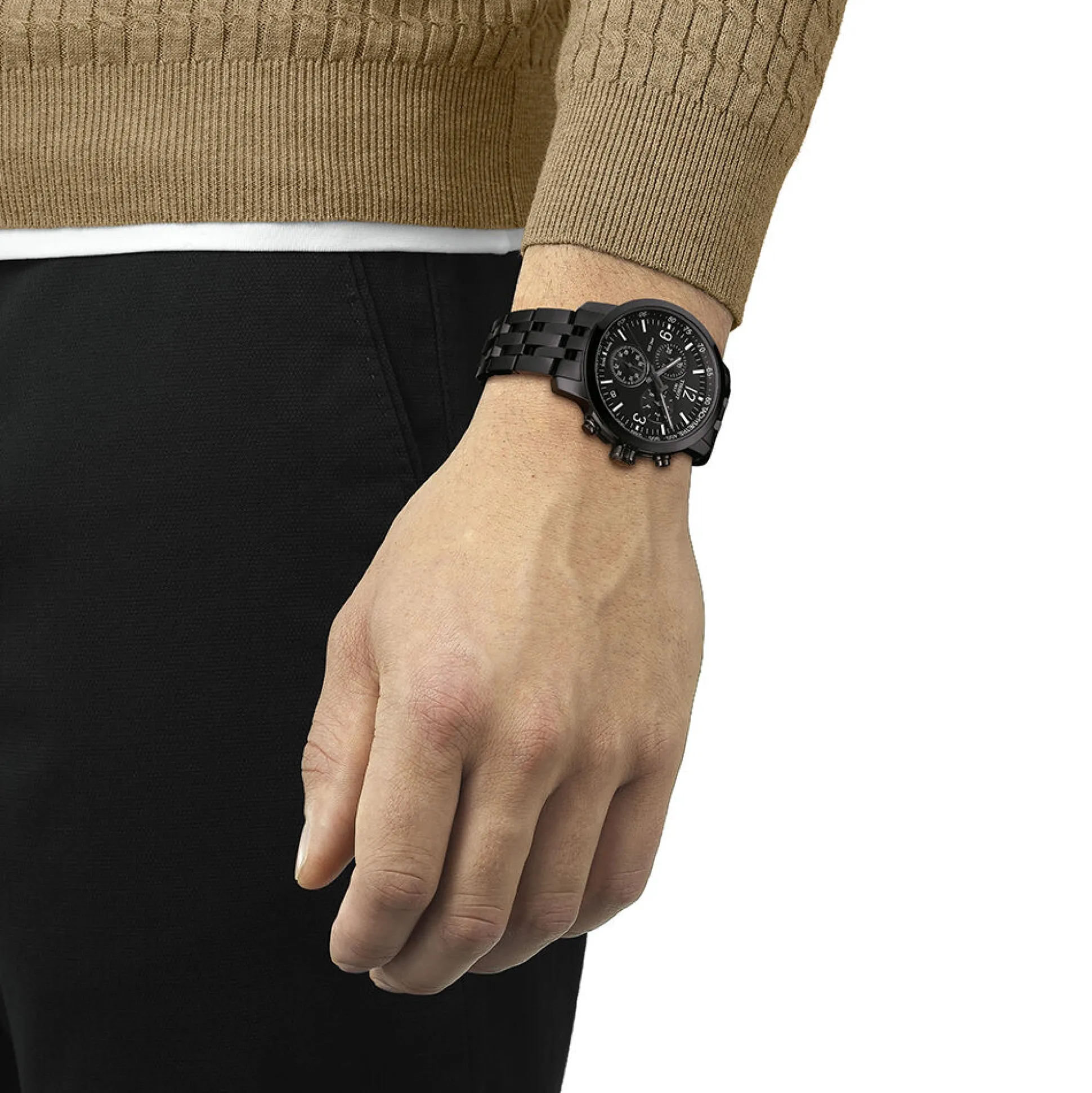 Black Prc 200 Chronograph Men's Watch In Black Ion-Plated Stainless Steel