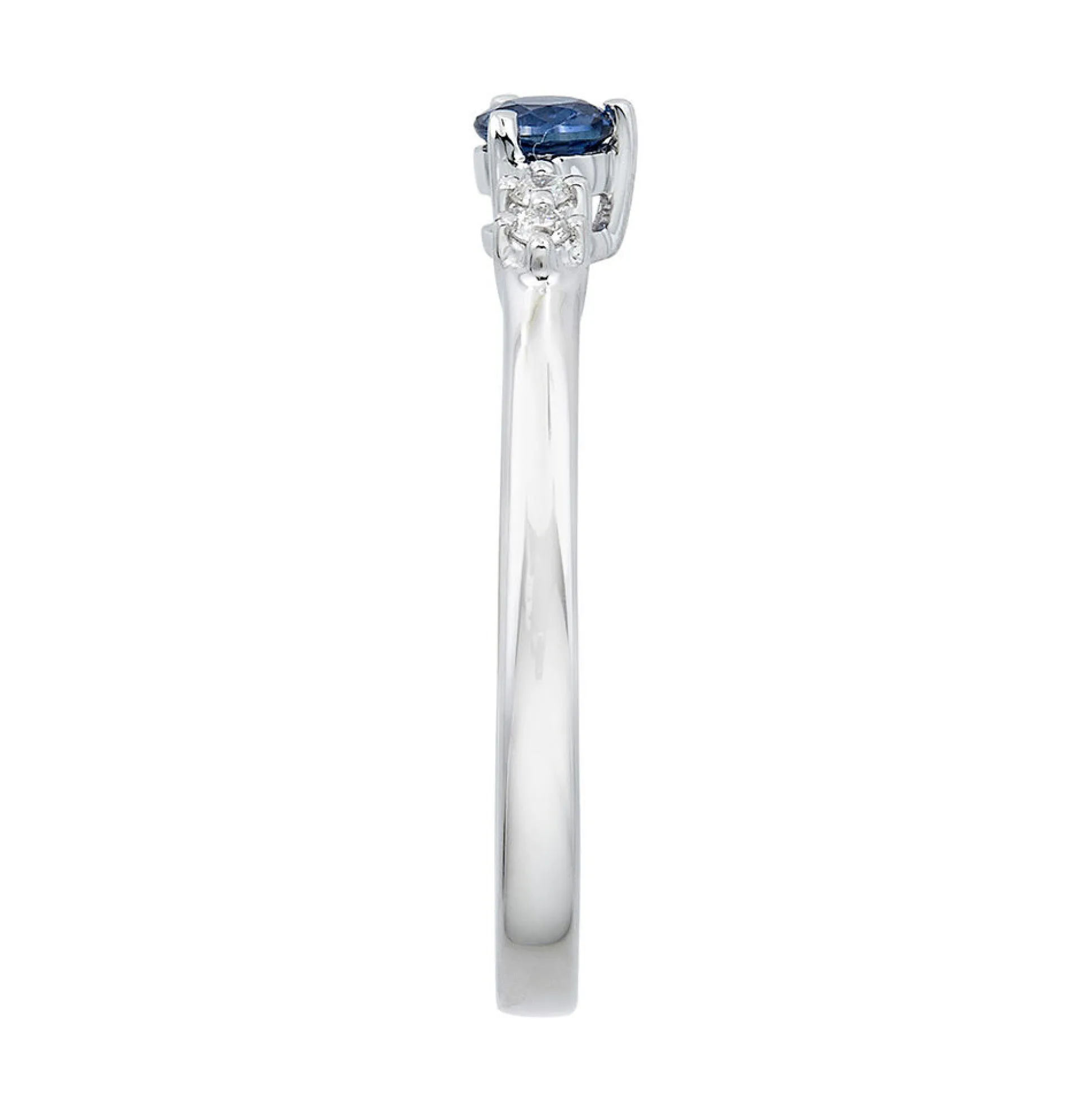 Blue Sapphire & Diamond Ring In 10K White Gold