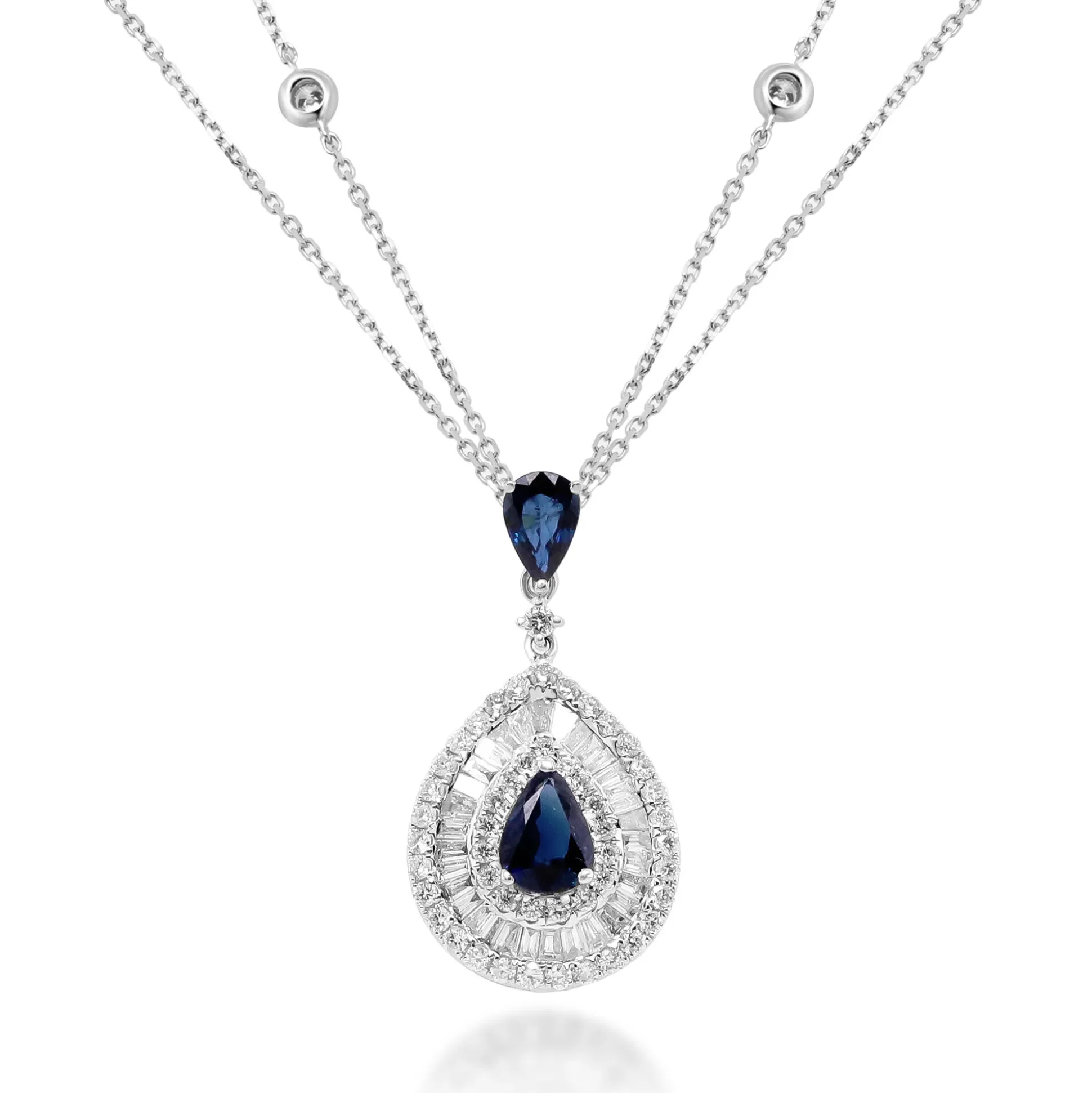 Blue Sapphire And Diamond Pendant In 14K White Gold (1 Ct. Tw.)