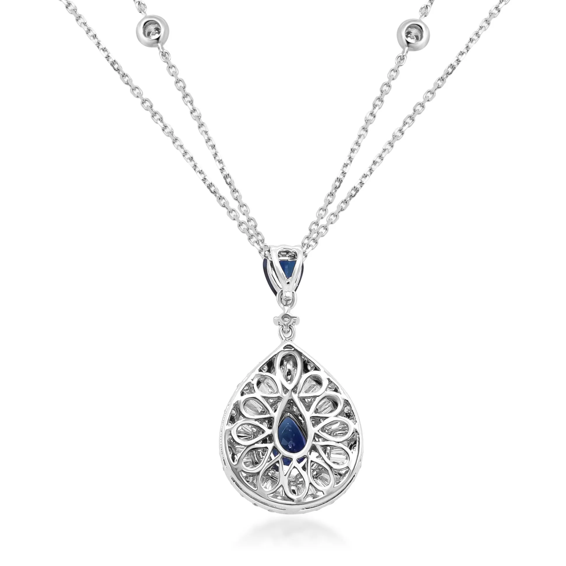Blue Sapphire And Diamond Pendant In 14K White Gold (1 Ct. Tw.)