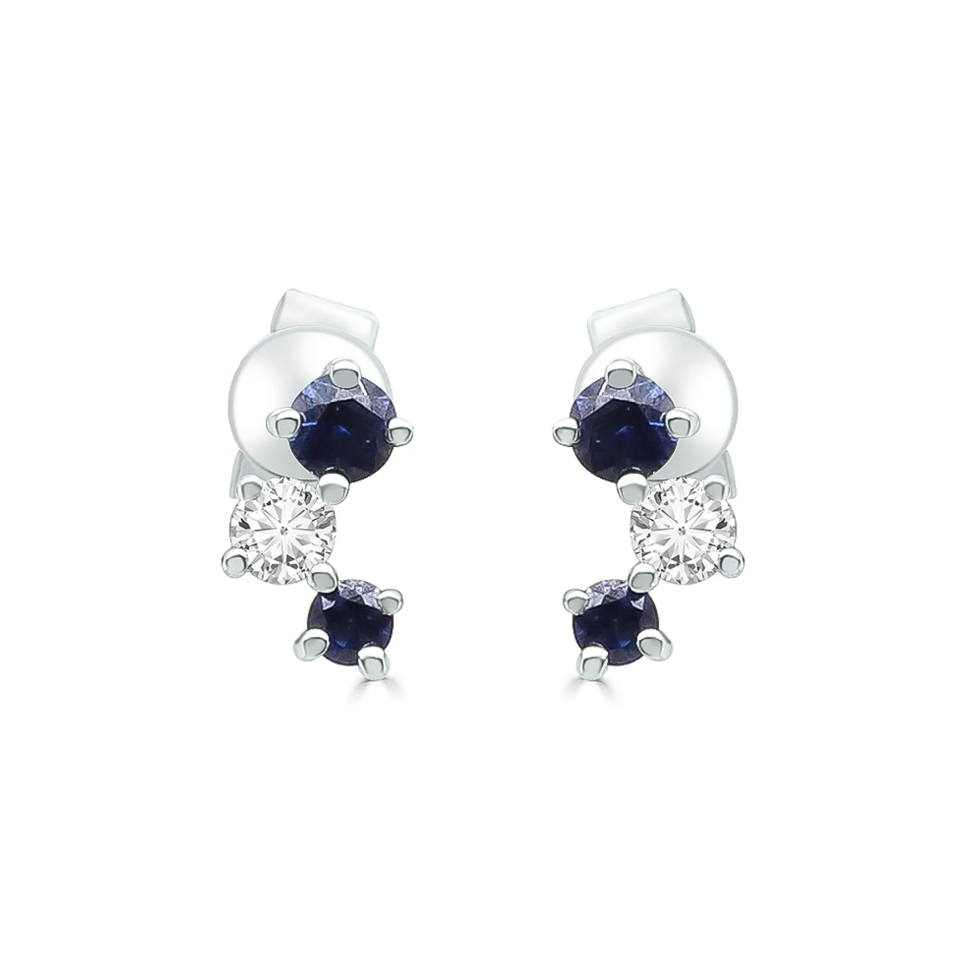 Blue Sapphire And Diamond Earrings In 10K White Gold (1/10 Ct. Tw.)