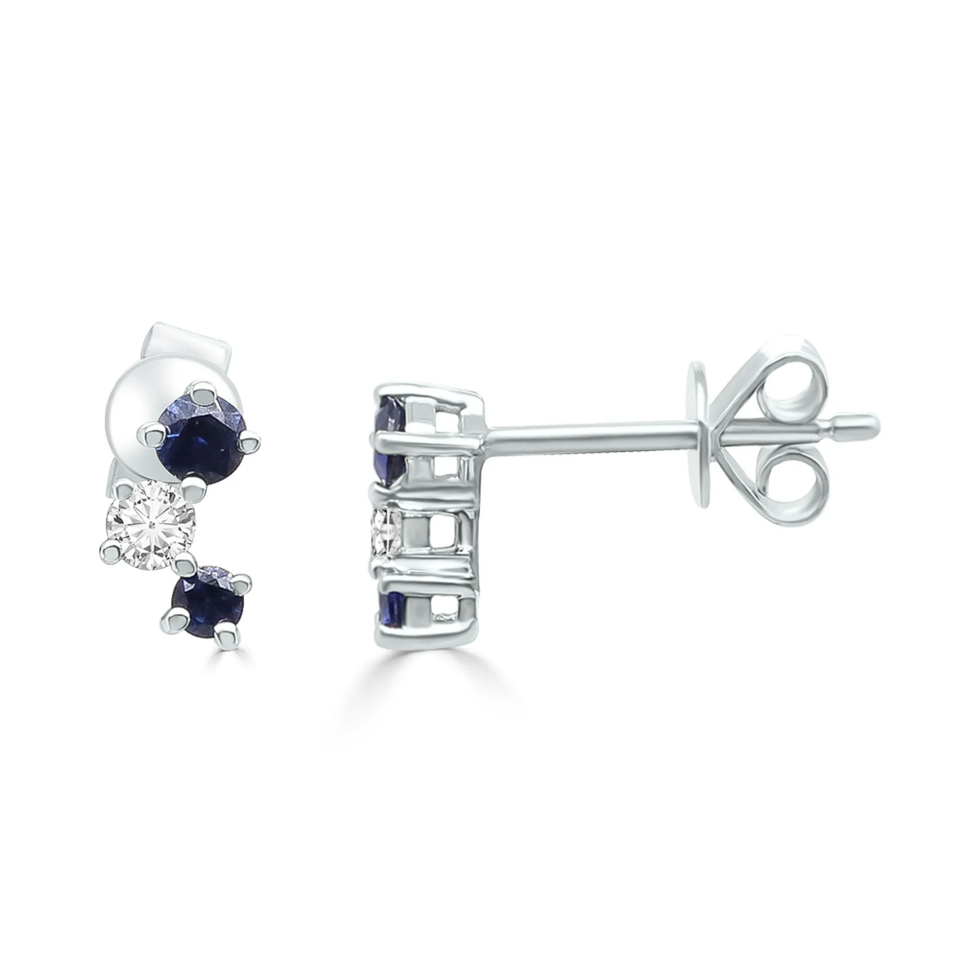 Blue Sapphire And Diamond Earrings In 10K White Gold (1/10 Ct. Tw.)
