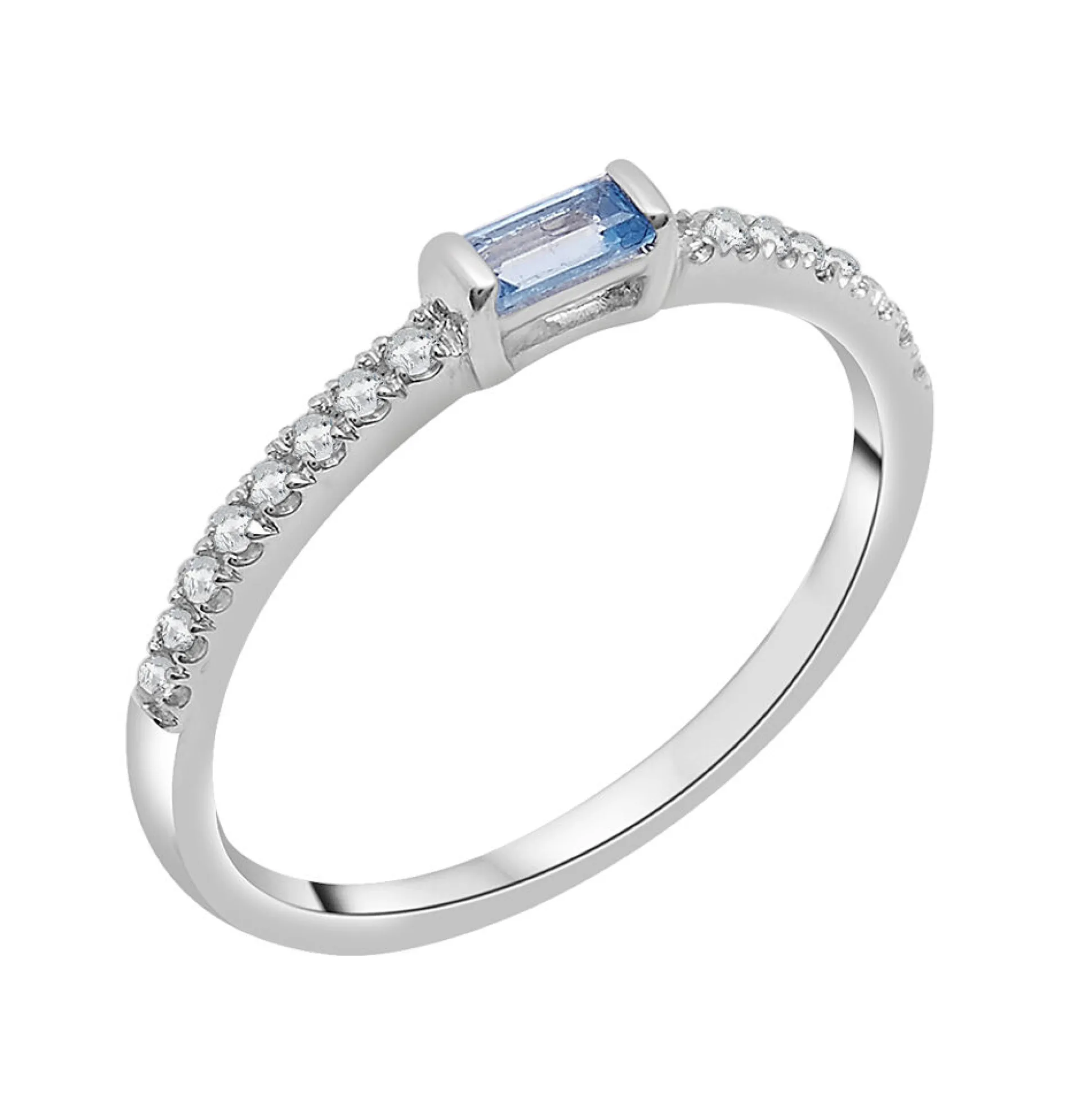 Blue Topaz & Lab Created White Sapphire Stacking Ring In 10K White Gold