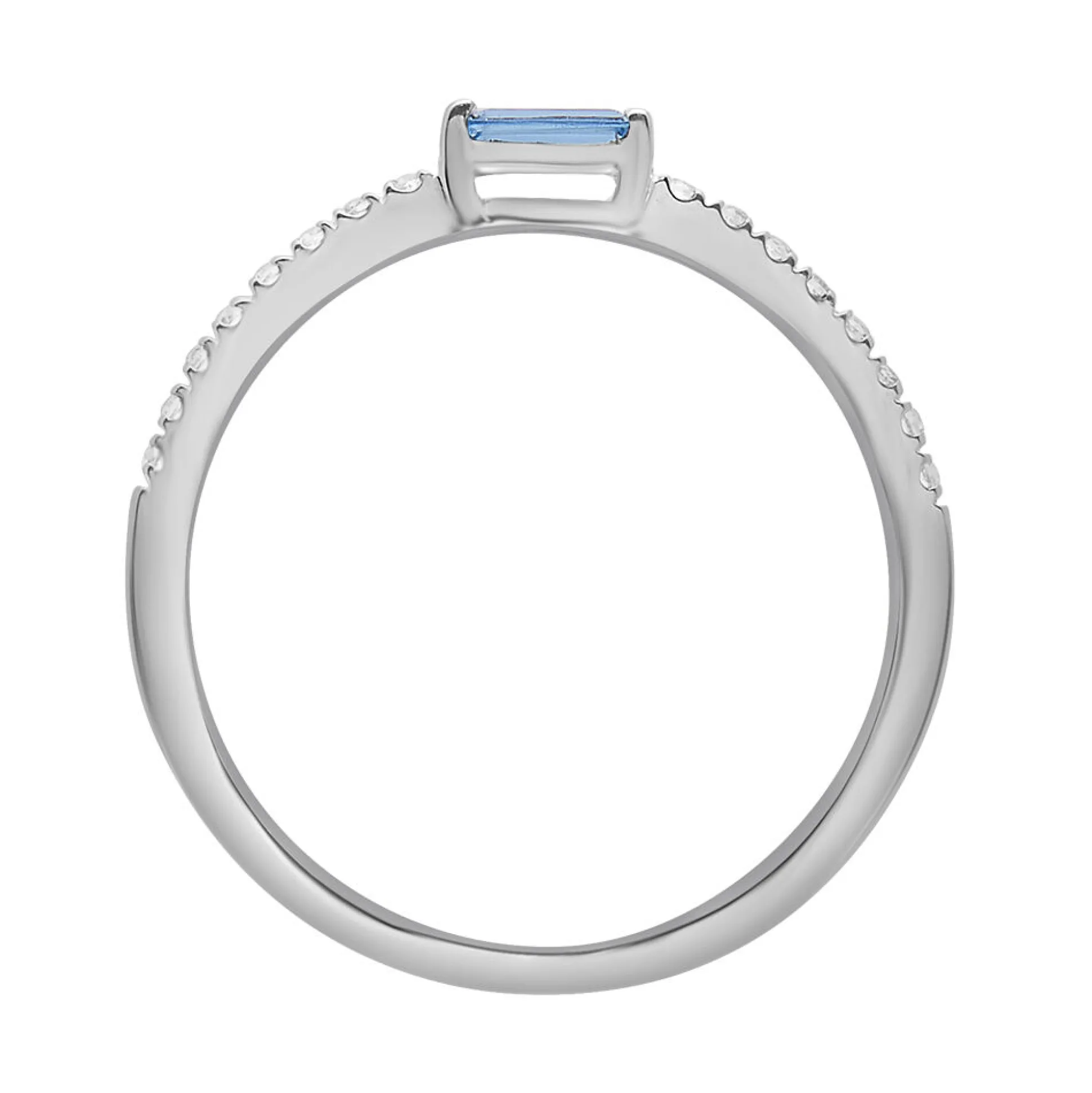 Blue Topaz & Lab Created White Sapphire Stacking Ring In 10K White Gold