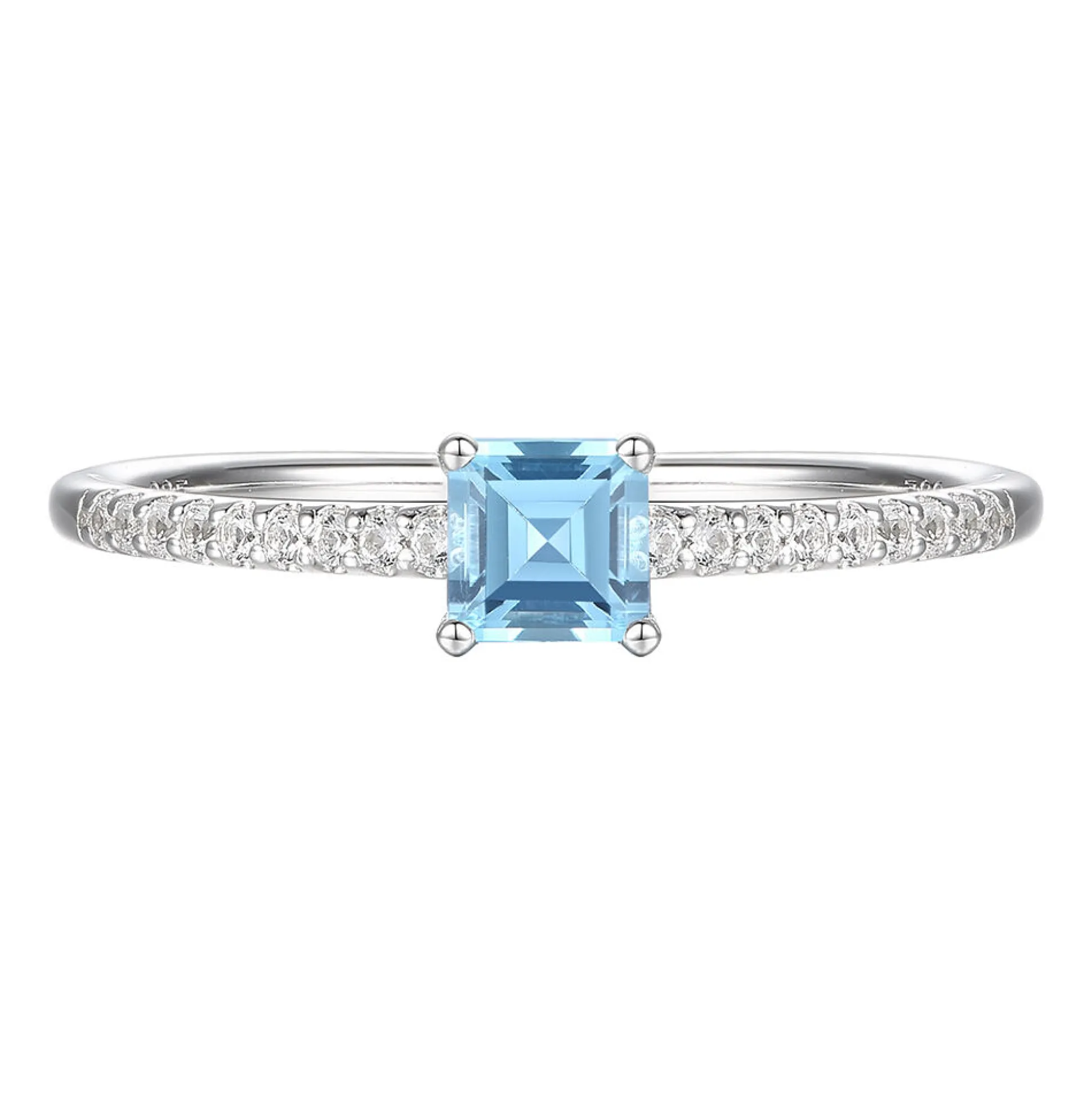 Blue Topaz And Lab Created White Sapphire Ring In Sterling Silver
