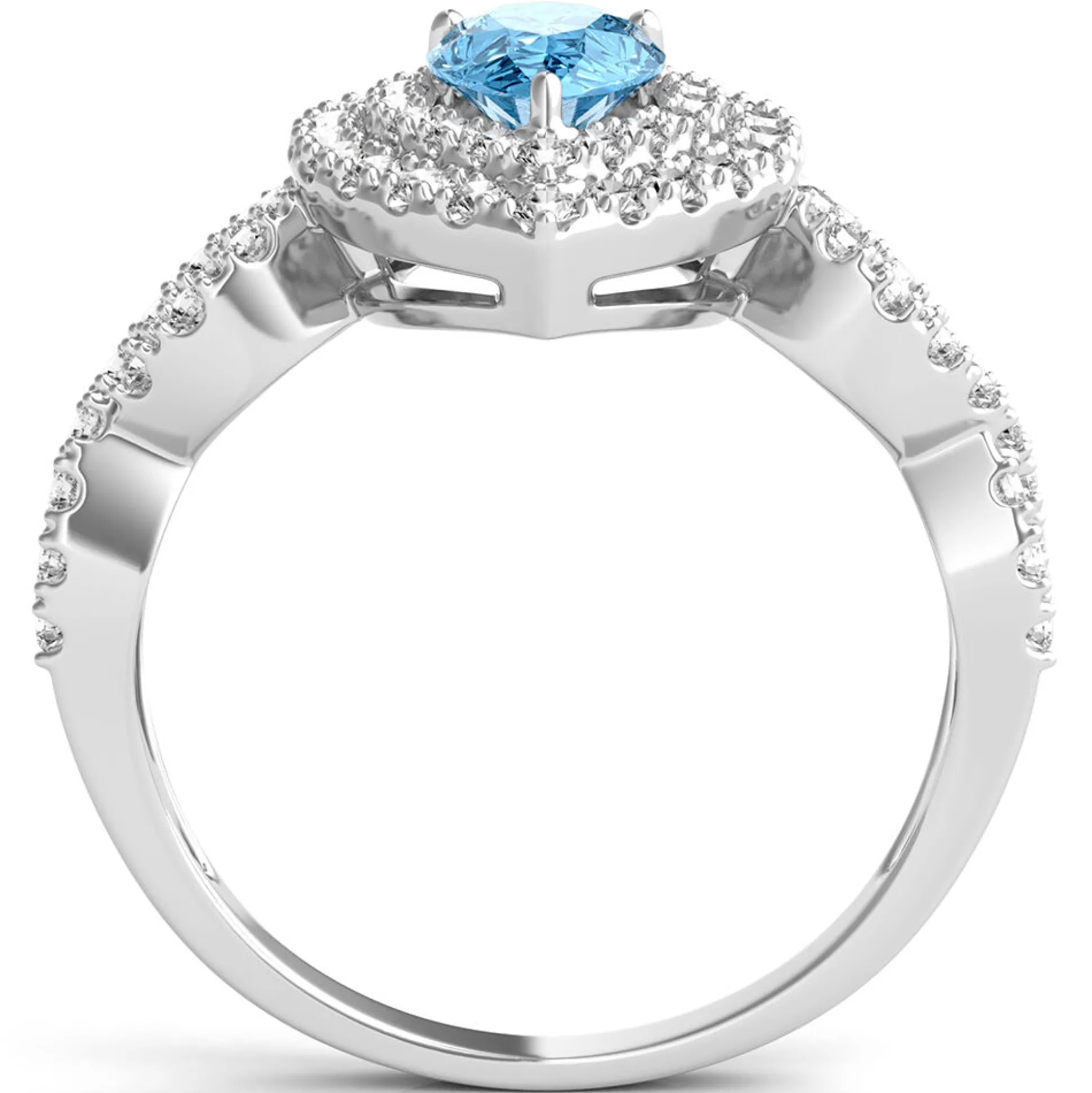 Blue Topaz Ring With Lab Created White Sapphires In Sterling Silver