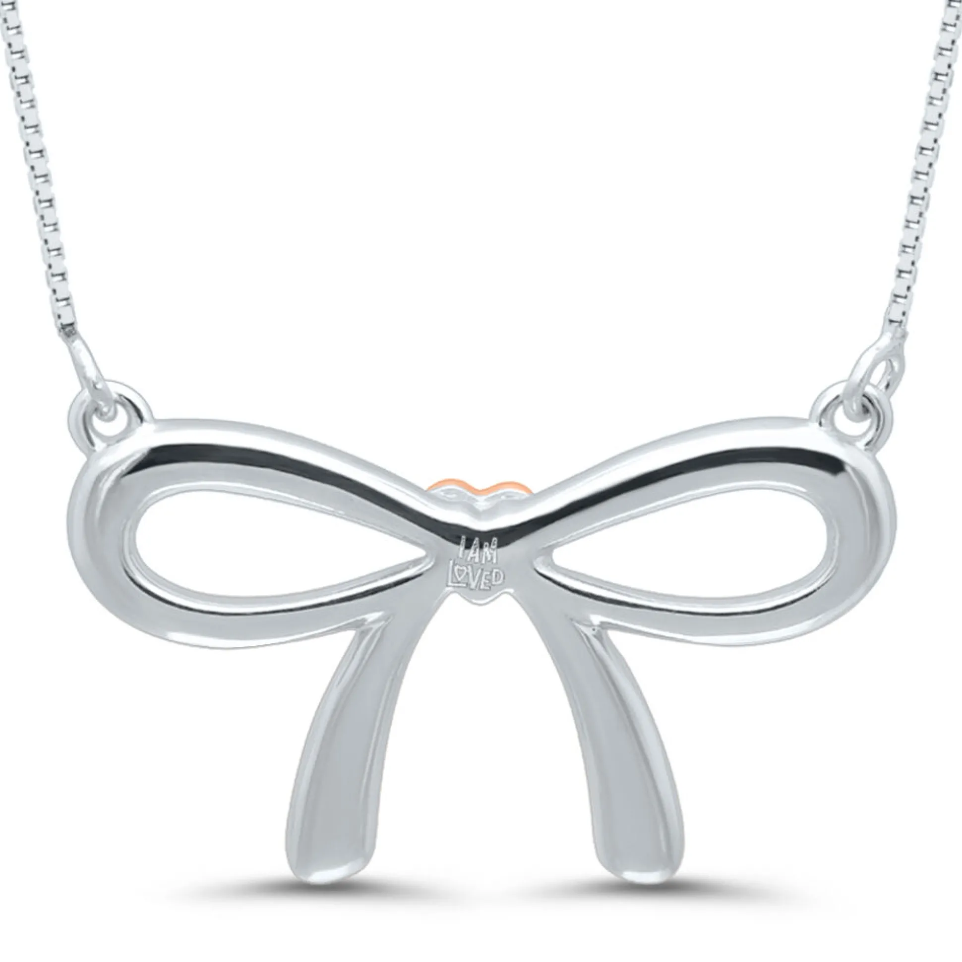 Bow Pendant With Diamond Accents In Sterling Silver