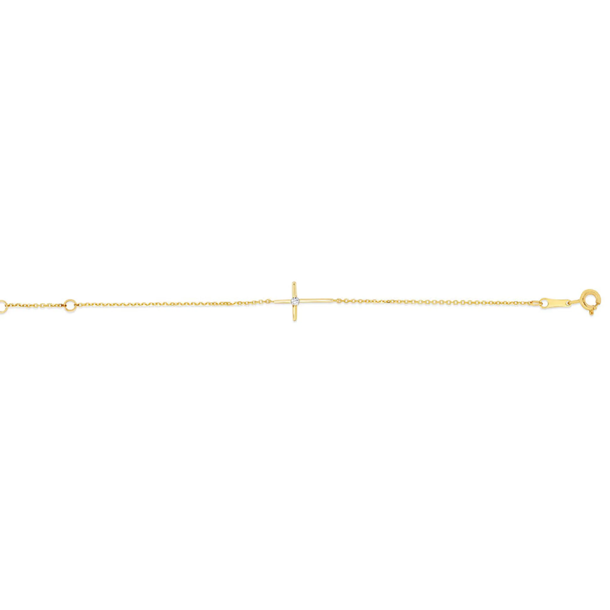 Children's Bracelet With Cubic Zirconia Cross In 14K Yellow Gold