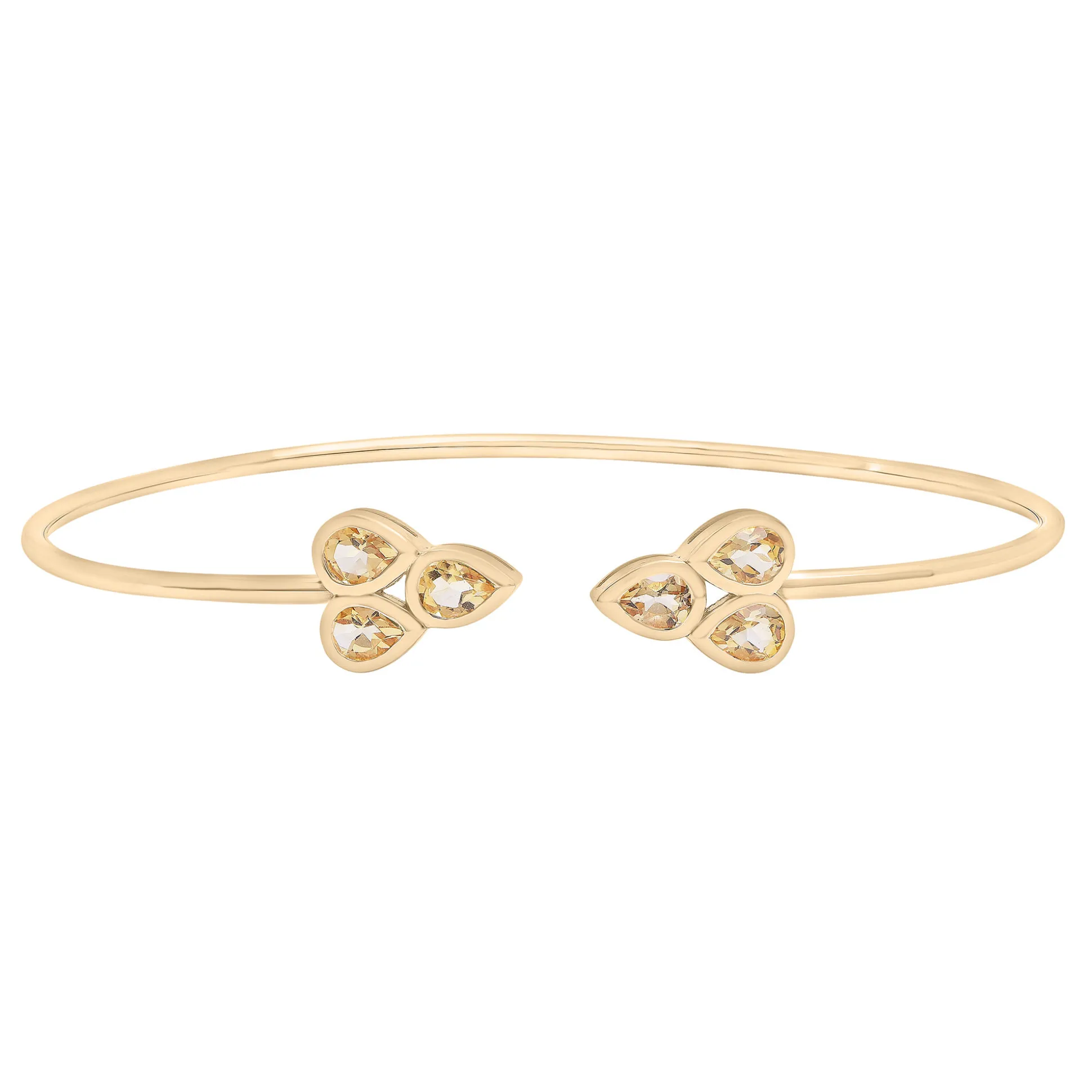 Citrine Open Circle Bangle Bracelet In 14K Yellow Gold
