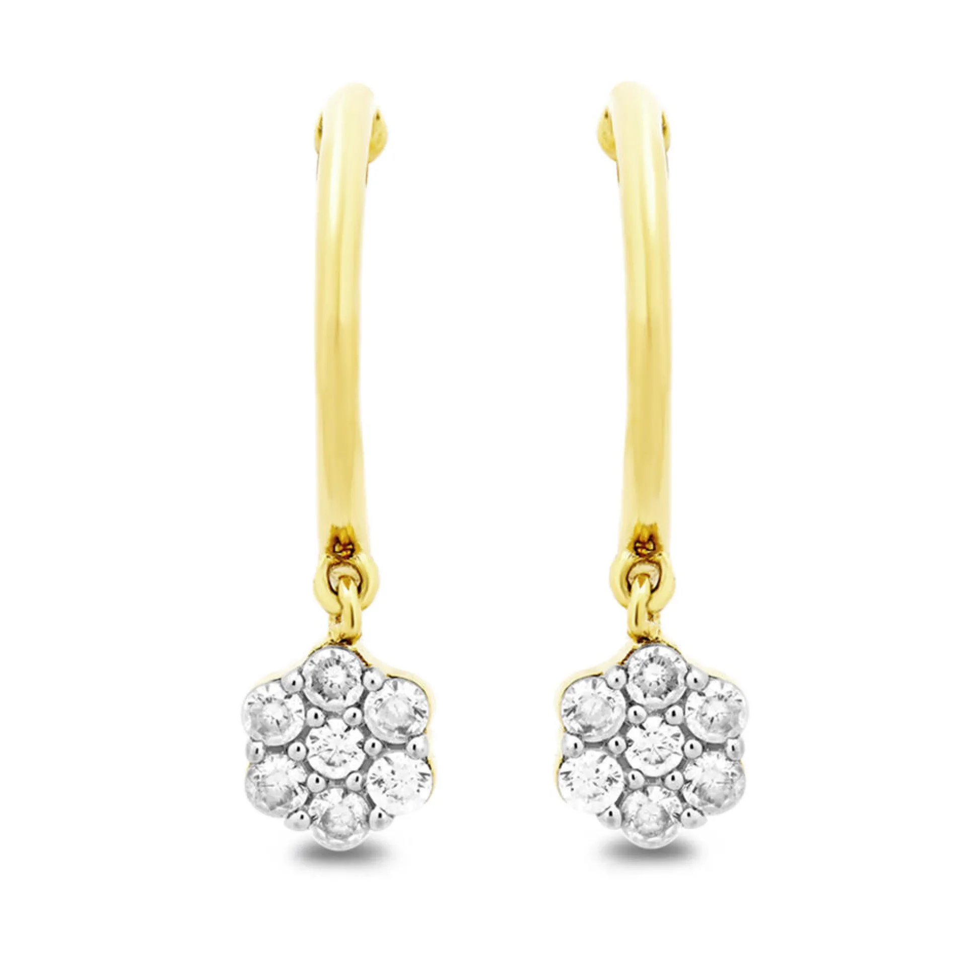 Cluster Diamond Earrings In 10K Yellow Gold (1/4 Ct. Tw.)