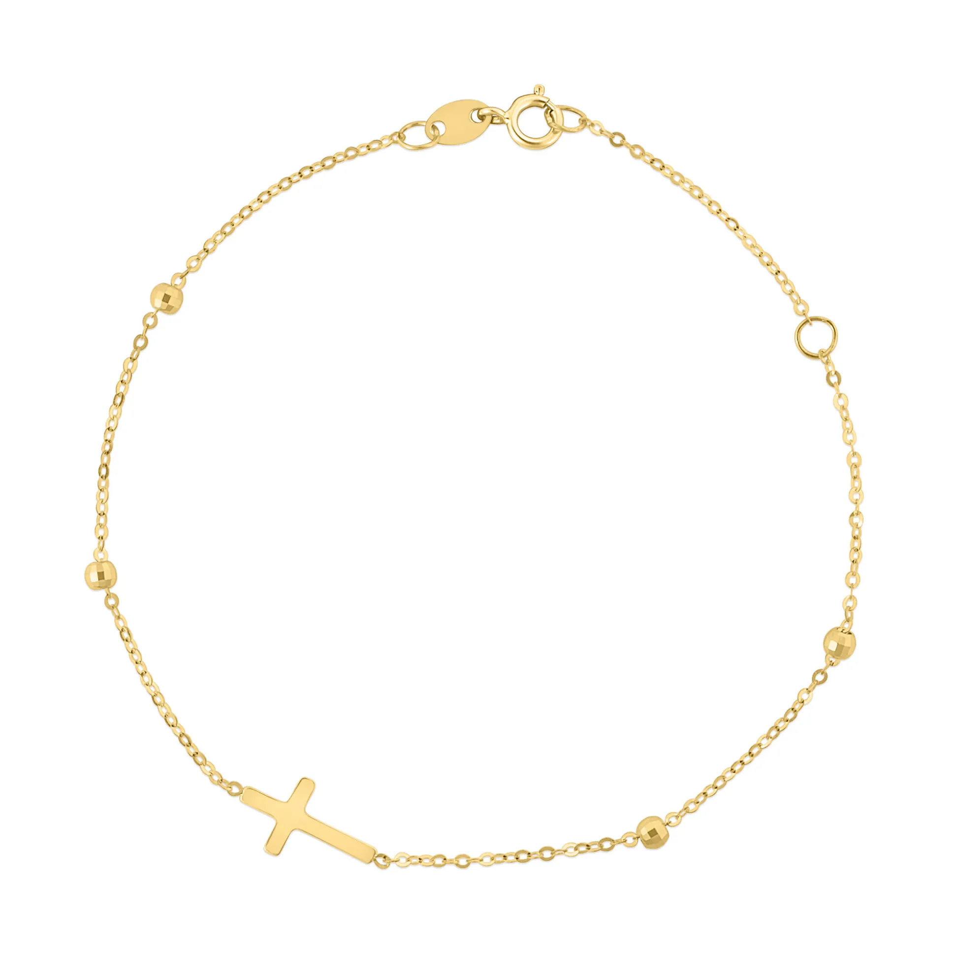 Cross Bracelet In 14K Yellow Gold, 7"