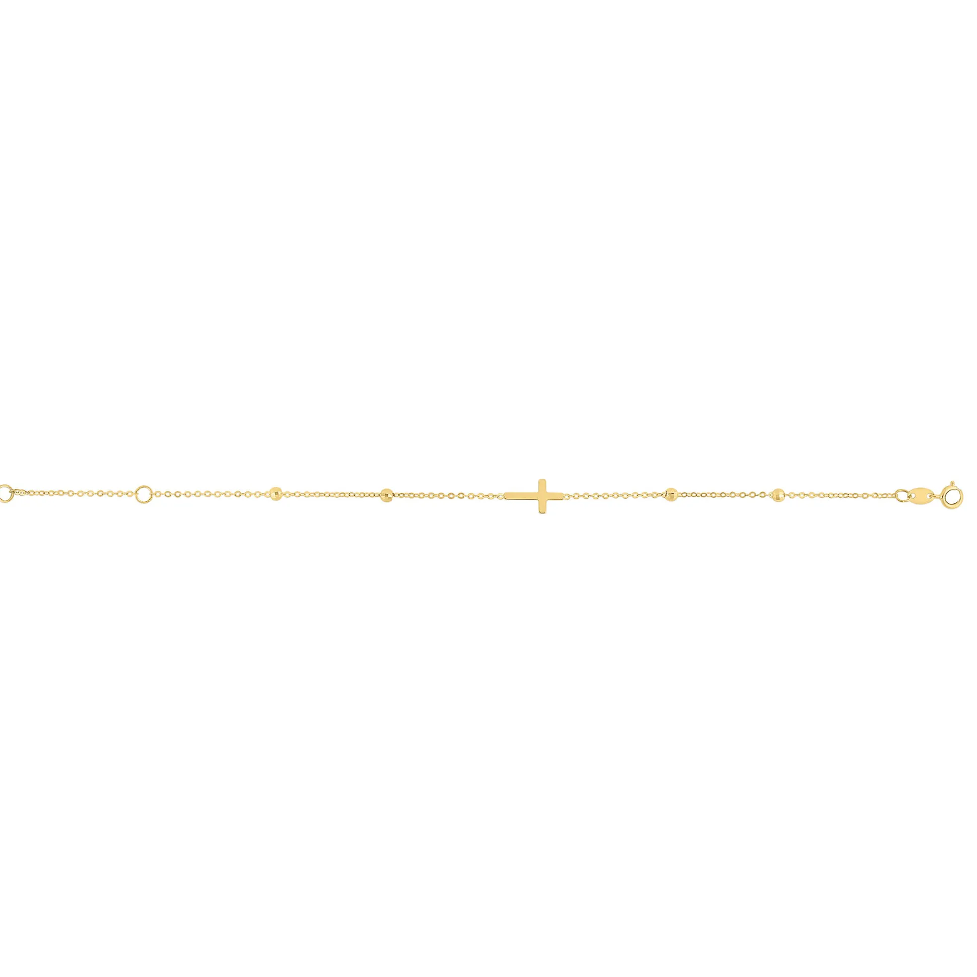 Cross Bracelet In 14K Yellow Gold, 7"