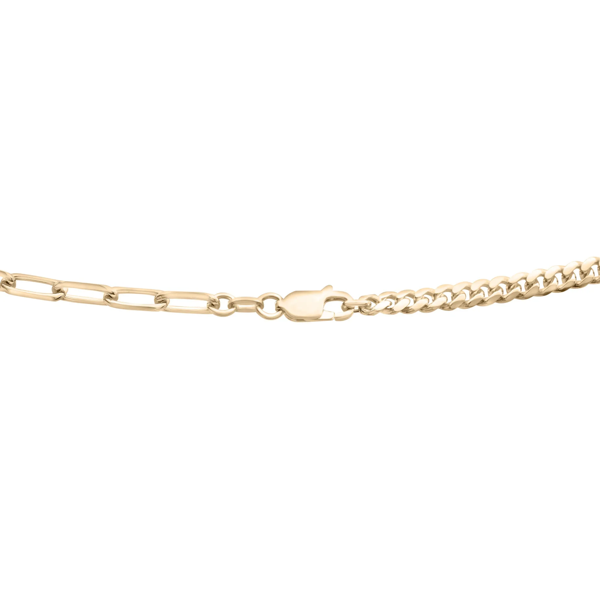 Curb And Paperclip Chain Necklace In Vermeil, 18"