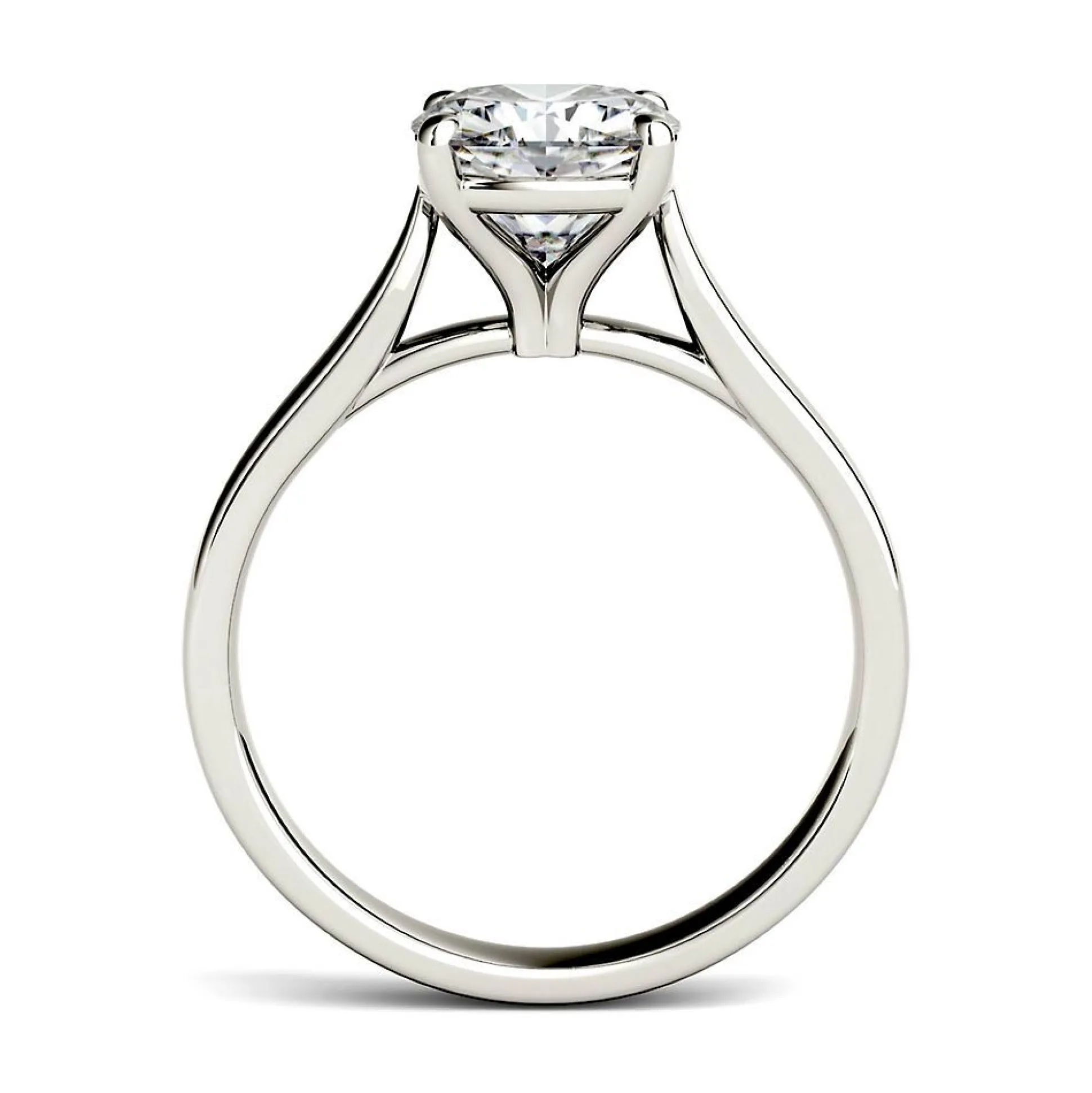 Cushion-Cut Moissanite Solitaire Ring In 14K White Gold (2 Ct.)