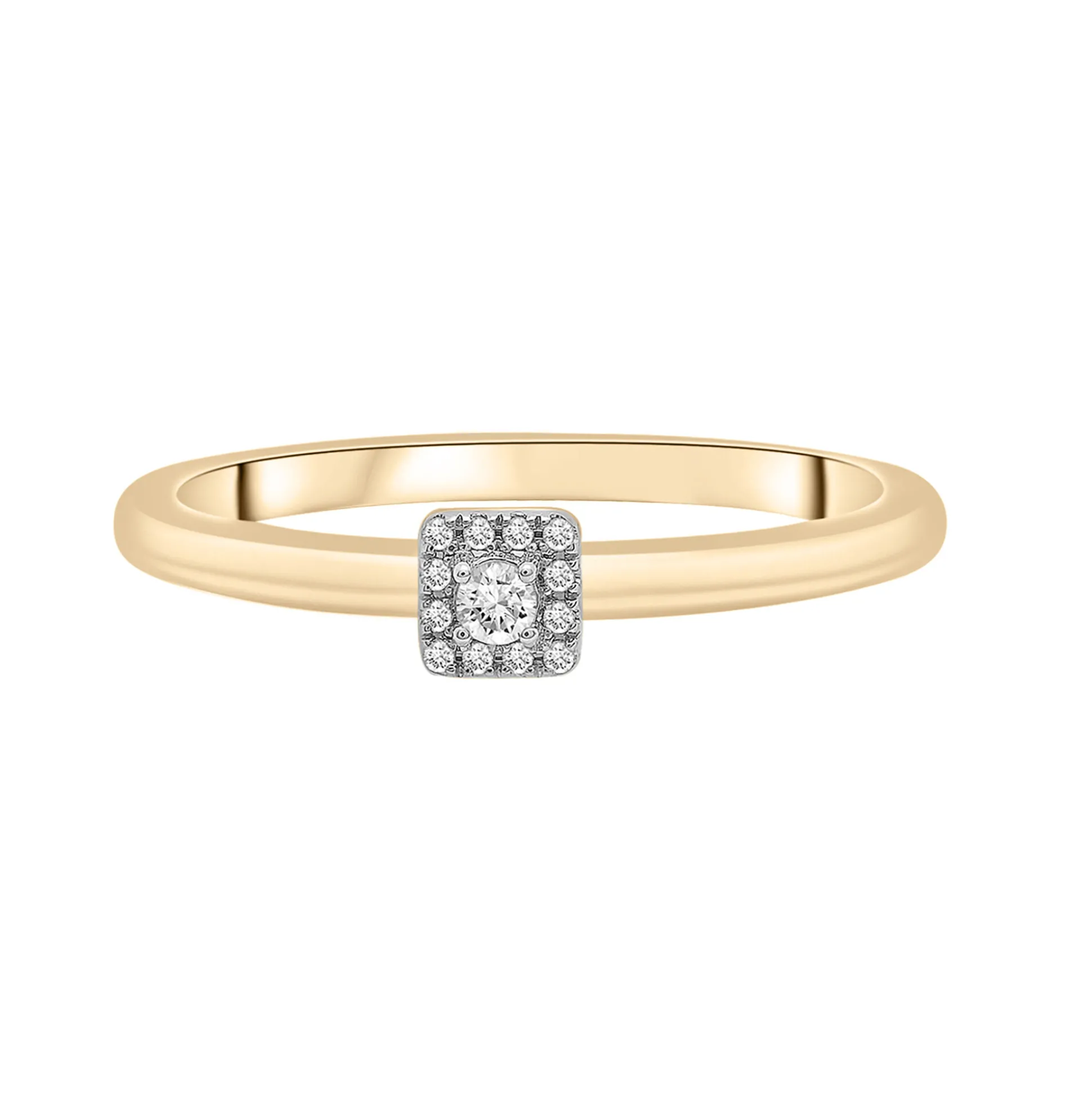 Diamond Accent Cushion Halo Ring In 14K Yellow Gold