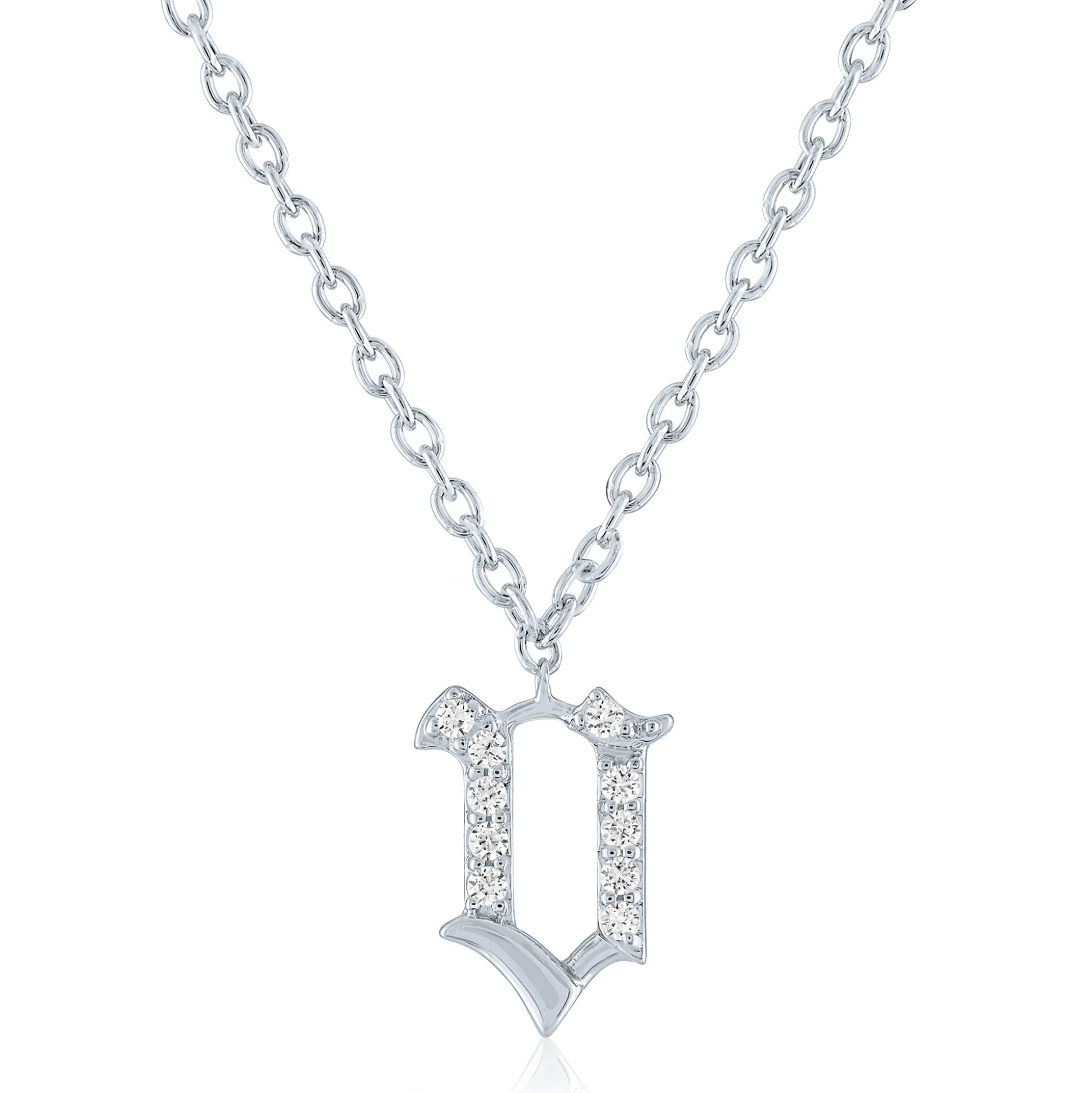 Diamond Accent Gothic Script Initial Pendant In