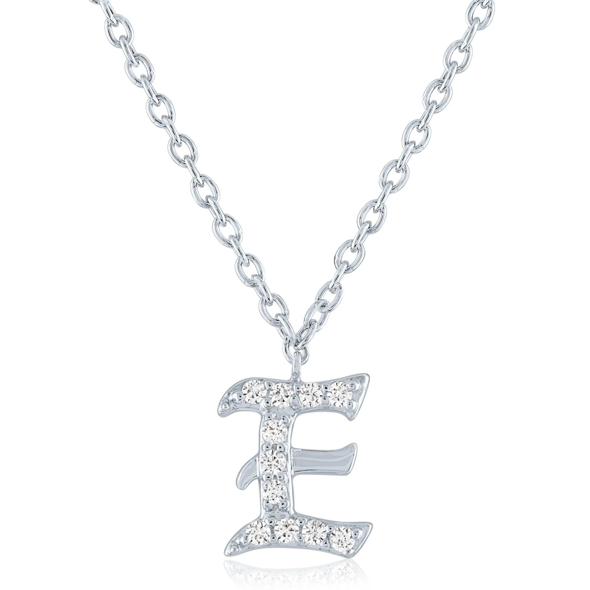 Diamond Accent Gothic Script Initial Pendant In