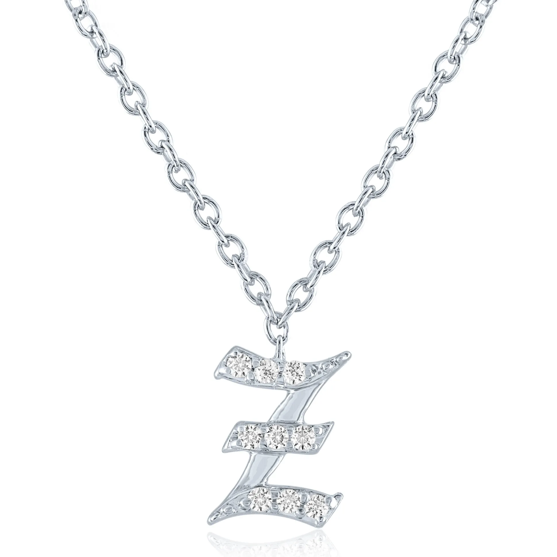 Diamond Accent Gothic Script Initial Pendant In