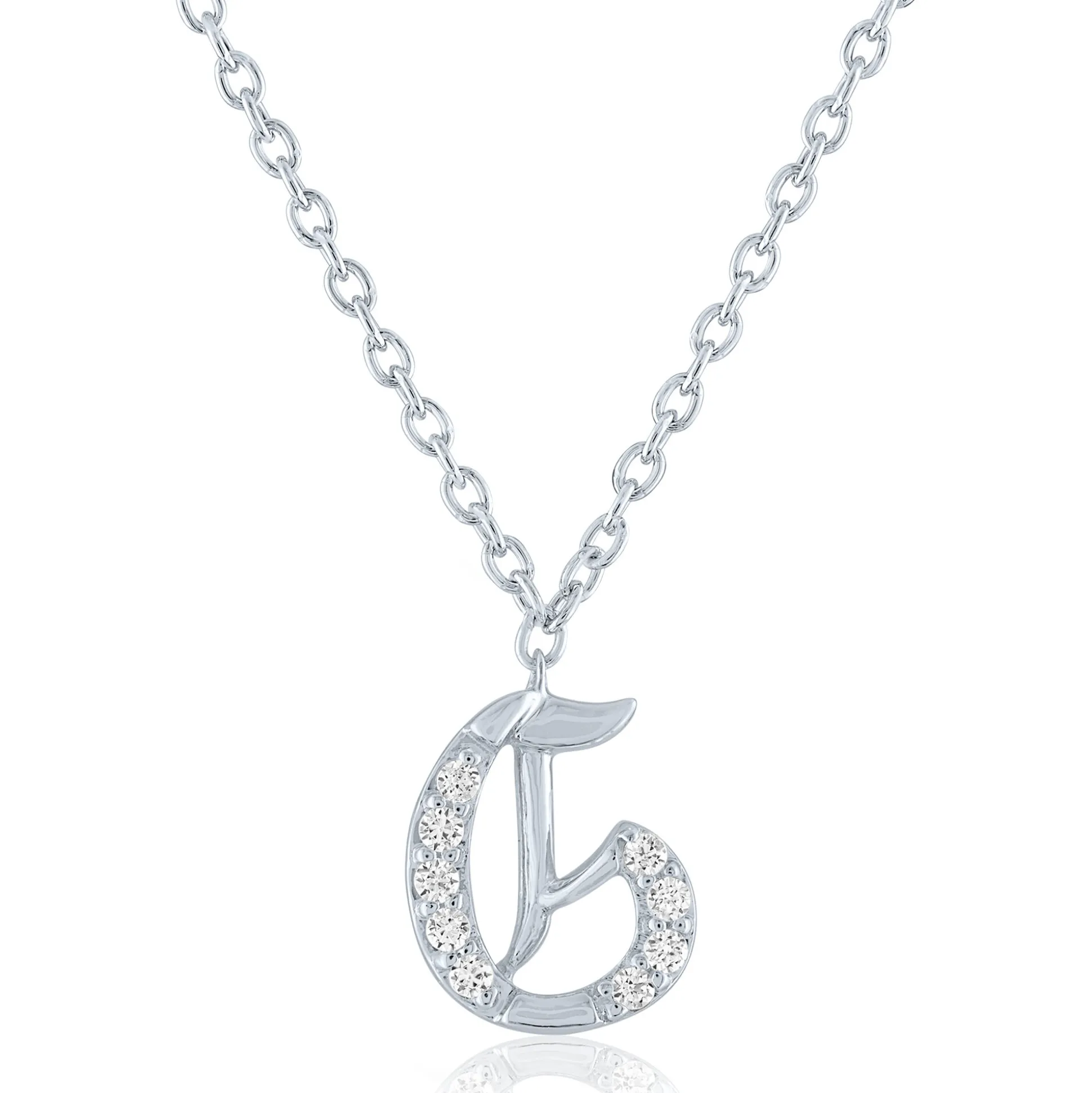 Diamond Accent Gothic Script Initial Pendant In