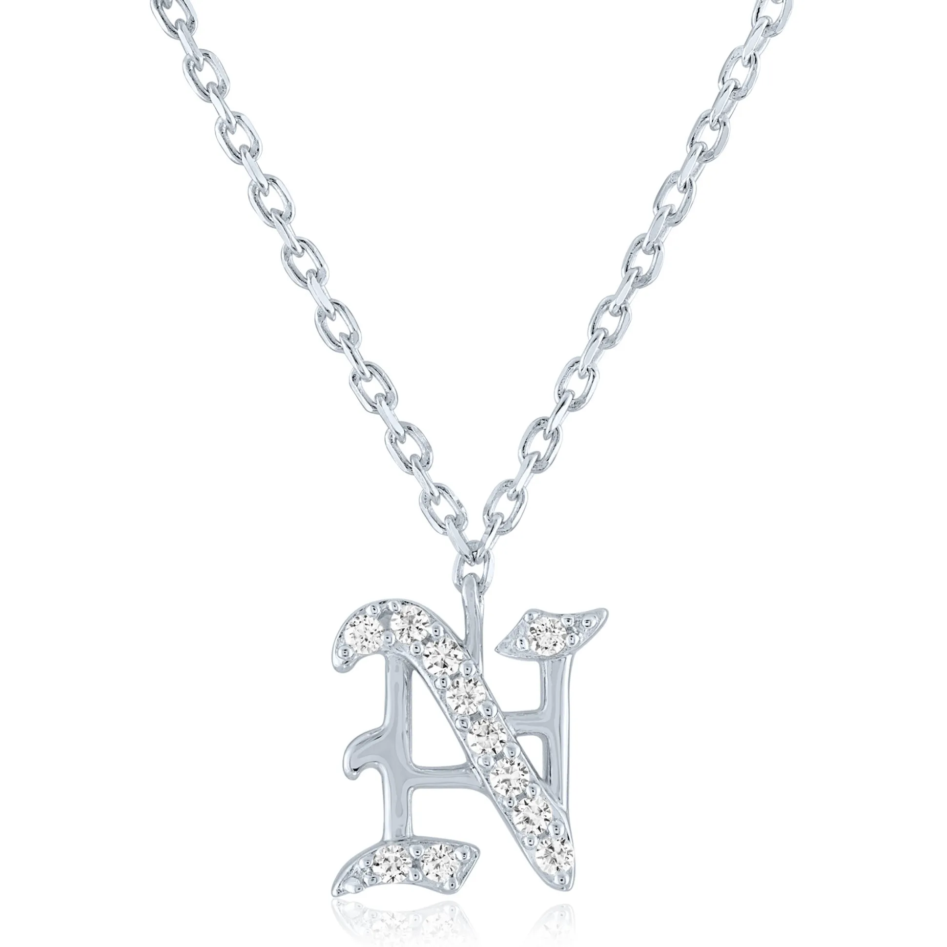 Diamond Accent Gothic Script Initial Pendant In