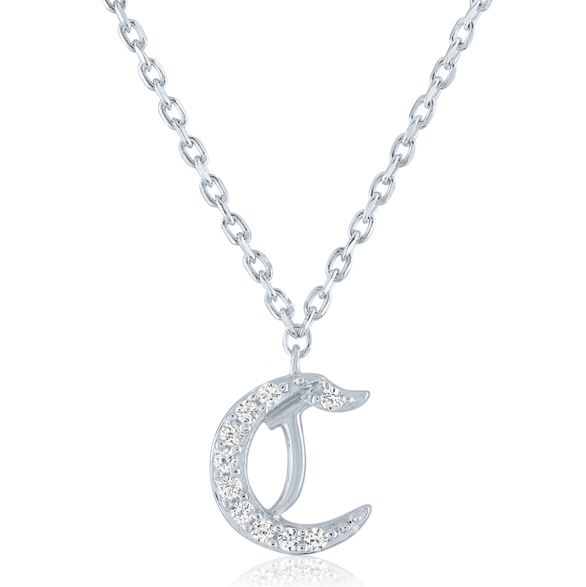 Diamond Accent Gothic Script Initial Pendant In