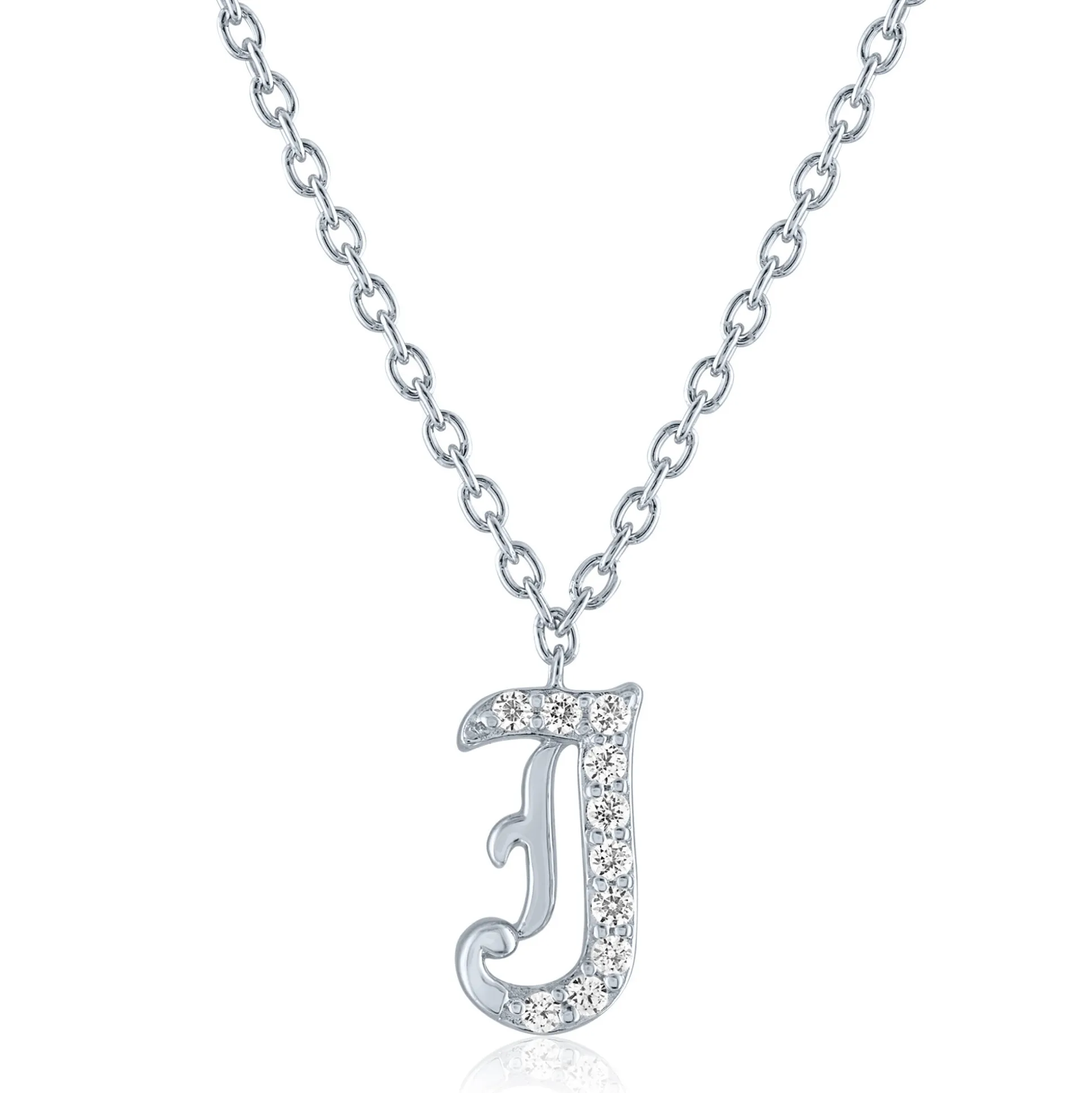 Diamond Accent Gothic Script Initial Pendant In