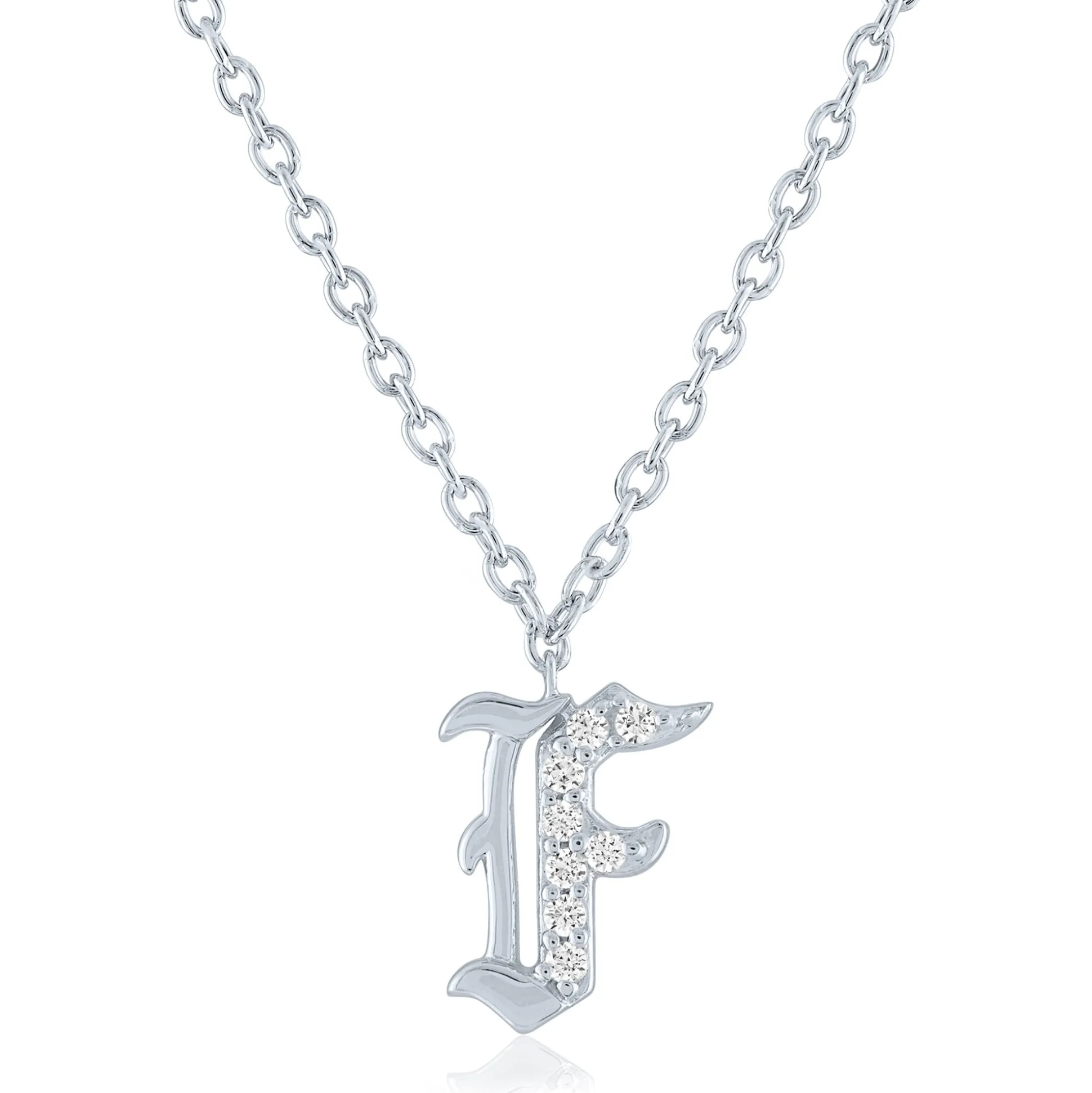 Diamond Accent Gothic Script Initial Pendant In
