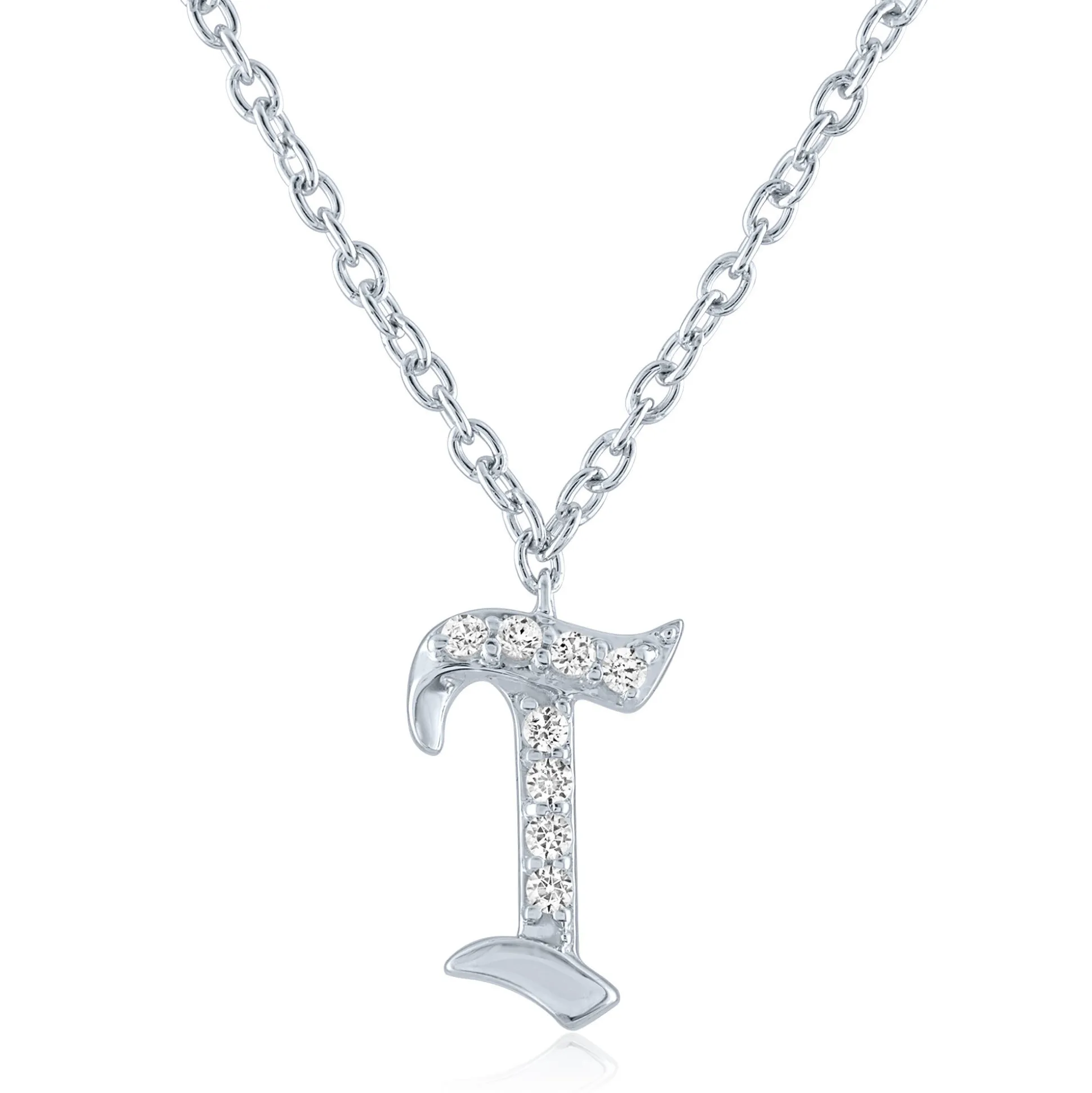 Diamond Accent Gothic Script Initial Pendant In