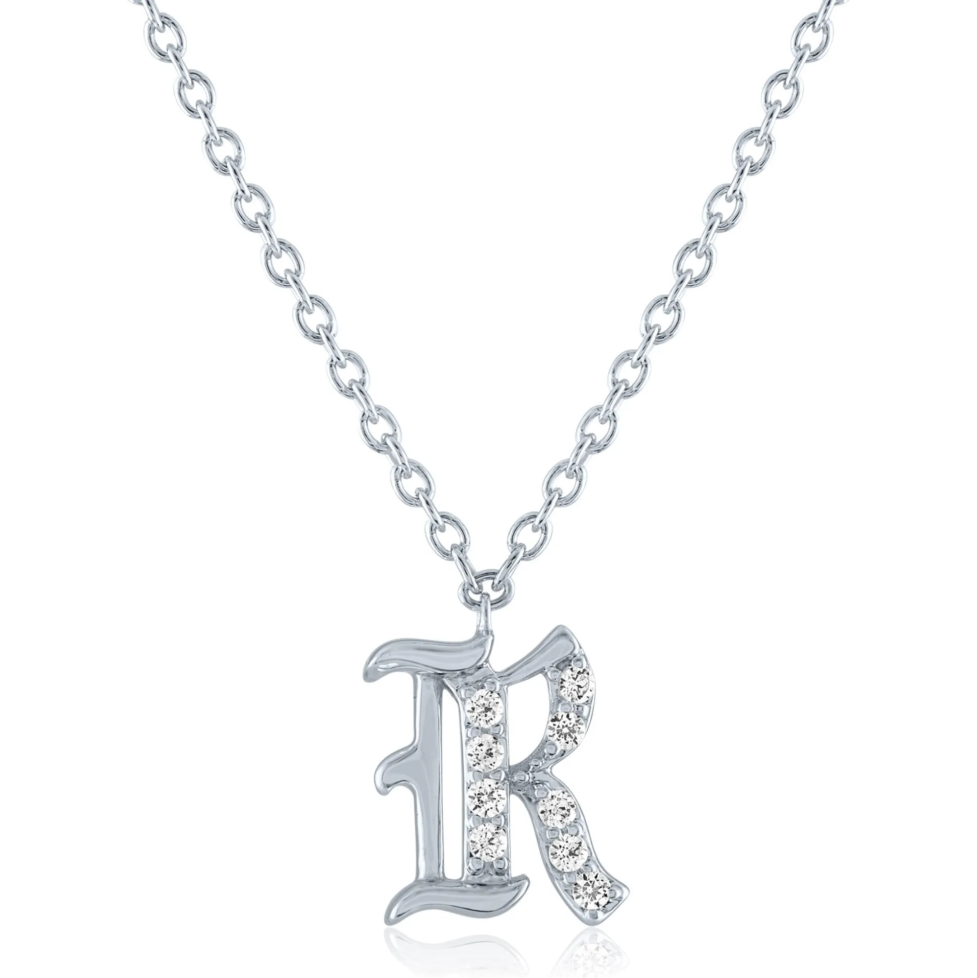 Diamond Accent Gothic Script Initial Pendant In