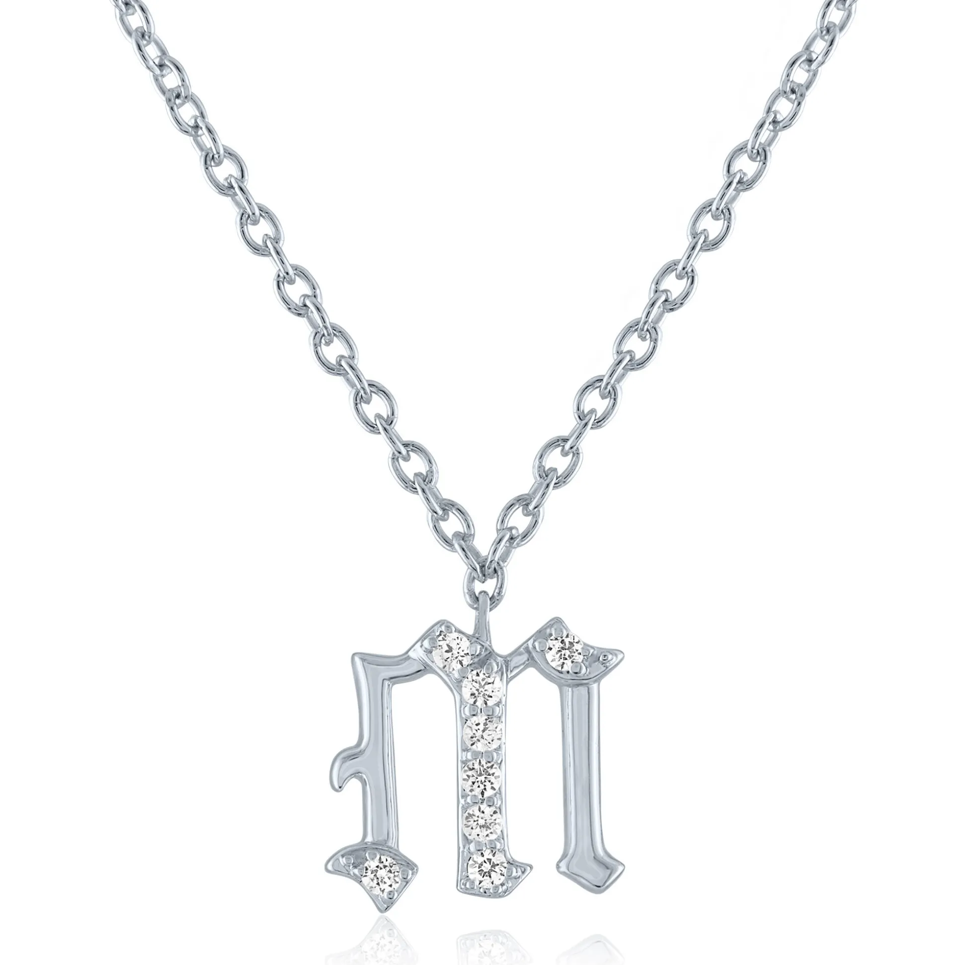 Diamond Accent Gothic Script Initial Pendant In
