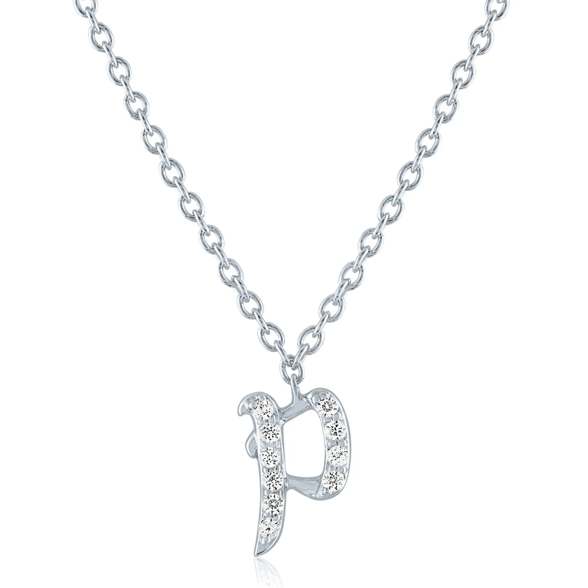 Diamond Accent Gothic Script Initial Pendant In