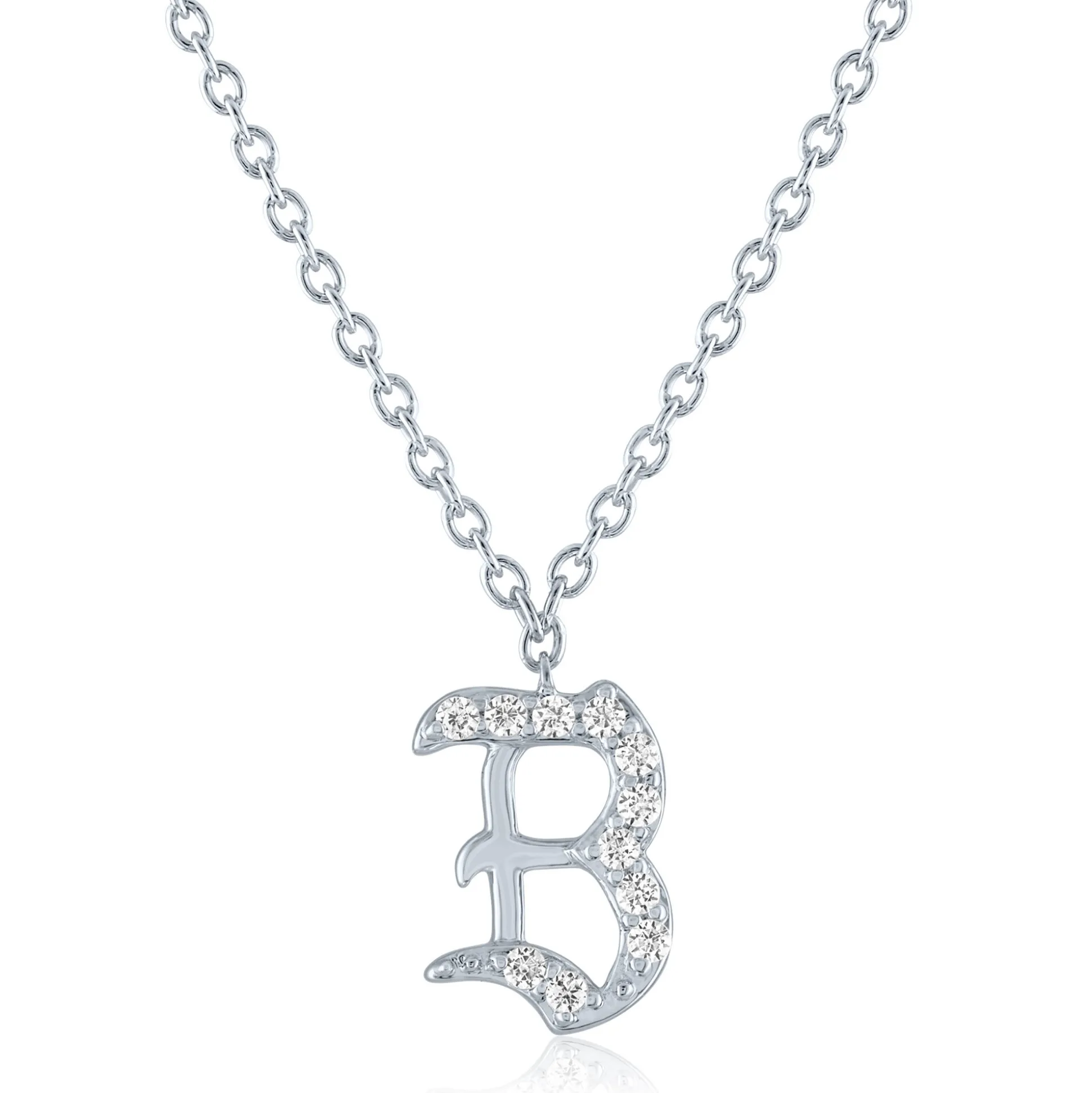 Diamond Accent Gothic Script Initial Pendant In
